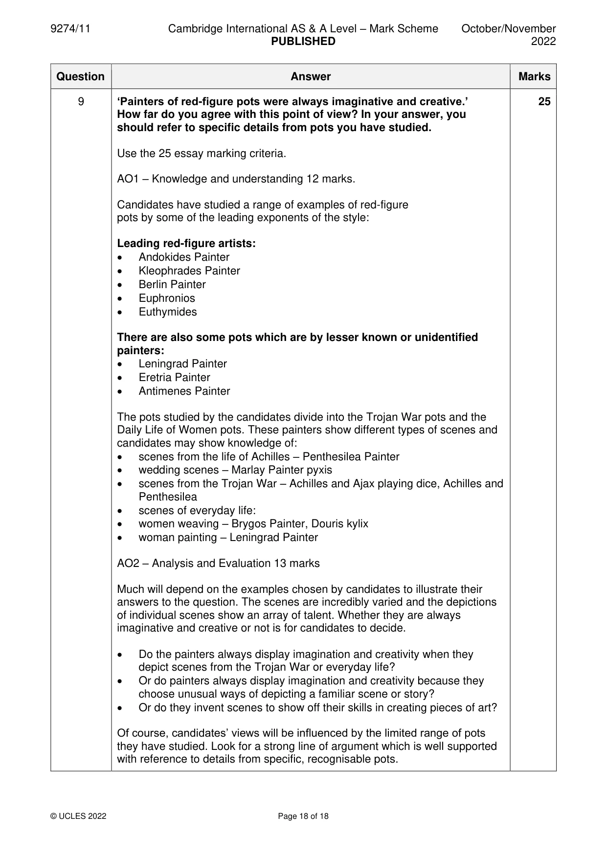 Mark scheme, page 18 of 18