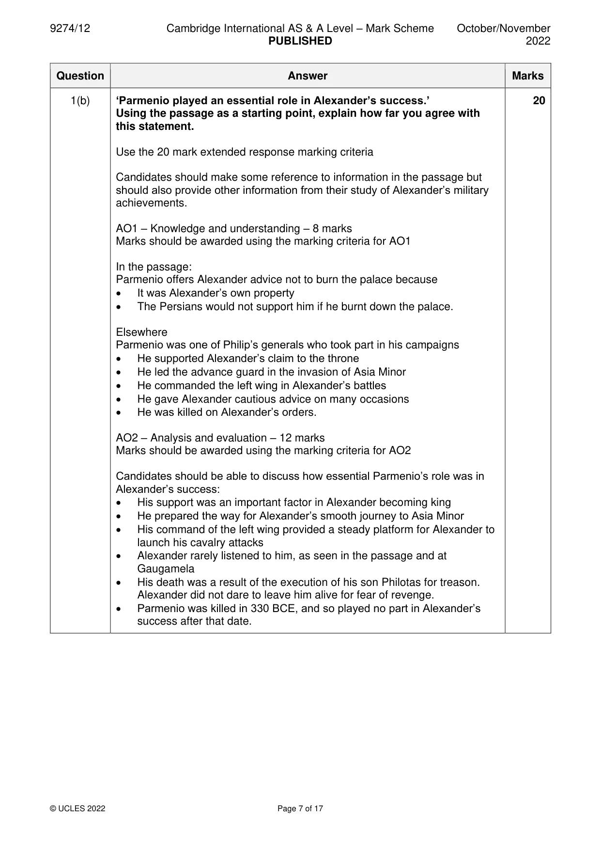 Mark scheme, page 7 of 17