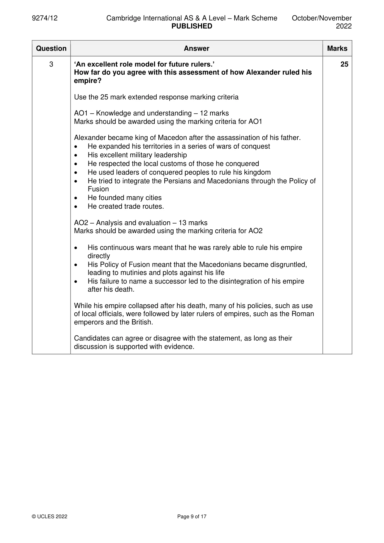 Mark scheme, page 9 of 17