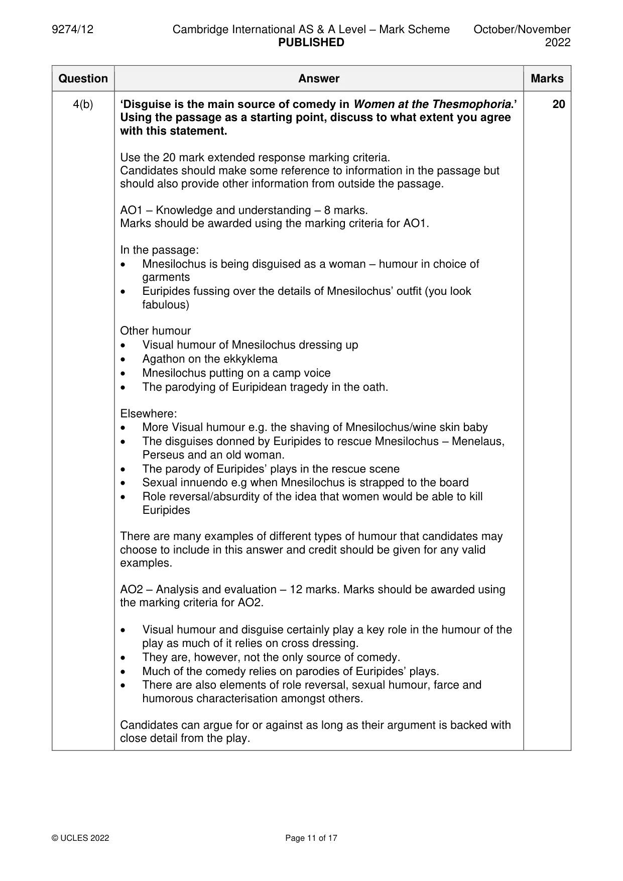 Mark scheme, page 11 of 17