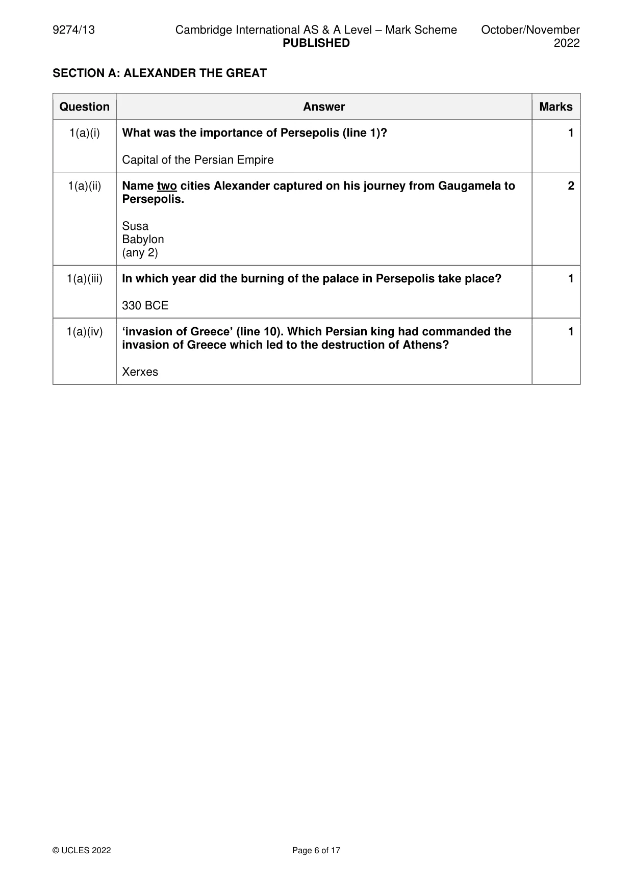 Mark scheme, page 6 of 17