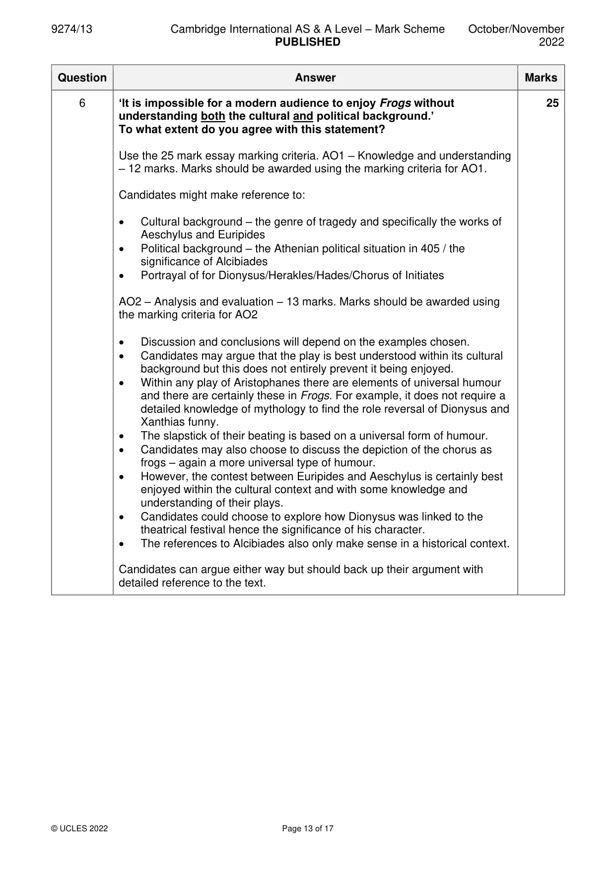 Mark scheme, page 13 of 17