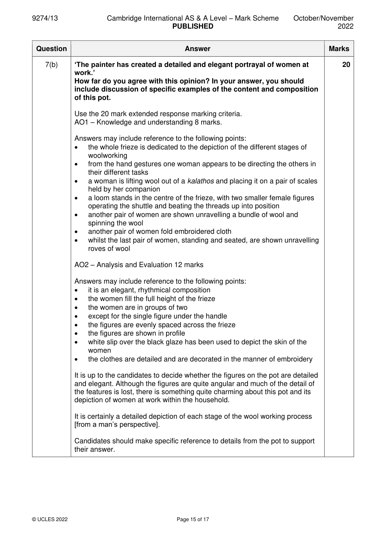 Mark scheme, page 15 of 17