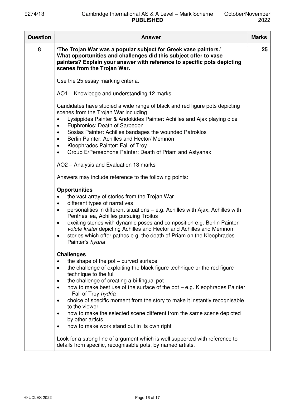 Mark scheme, page 16 of 17