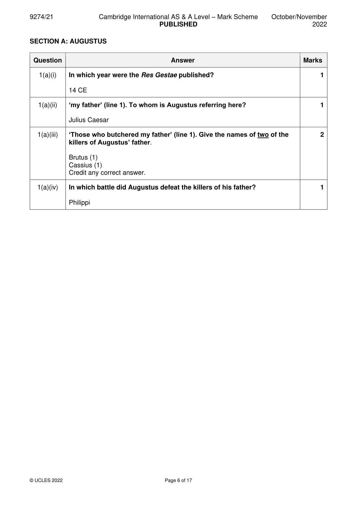 Mark scheme, page 6 of 17
