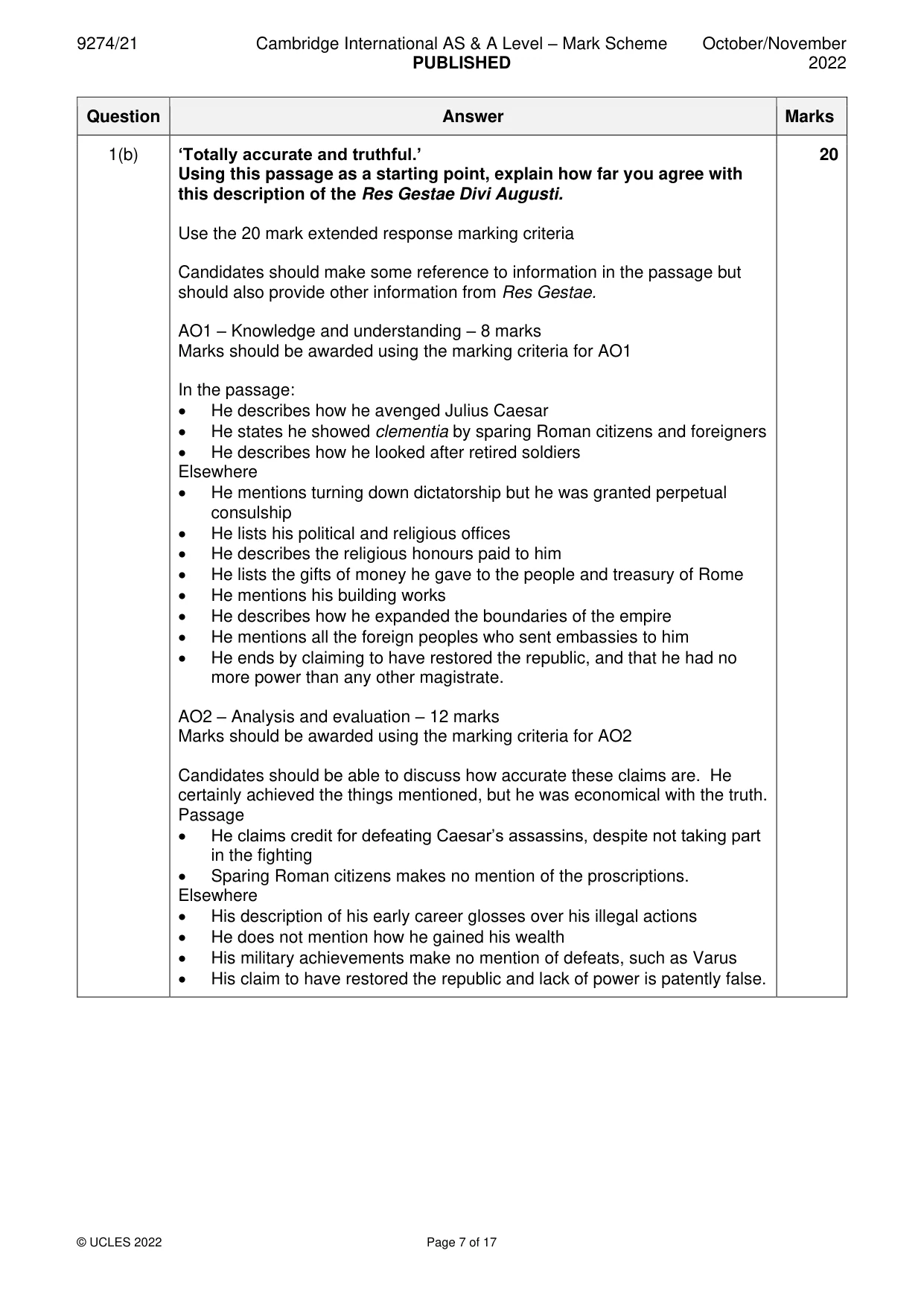 Mark scheme, page 7 of 17