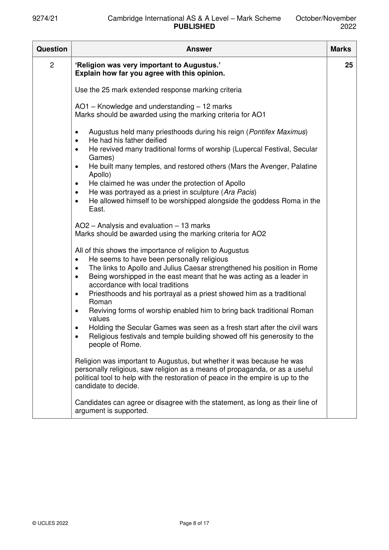 Mark scheme, page 8 of 17