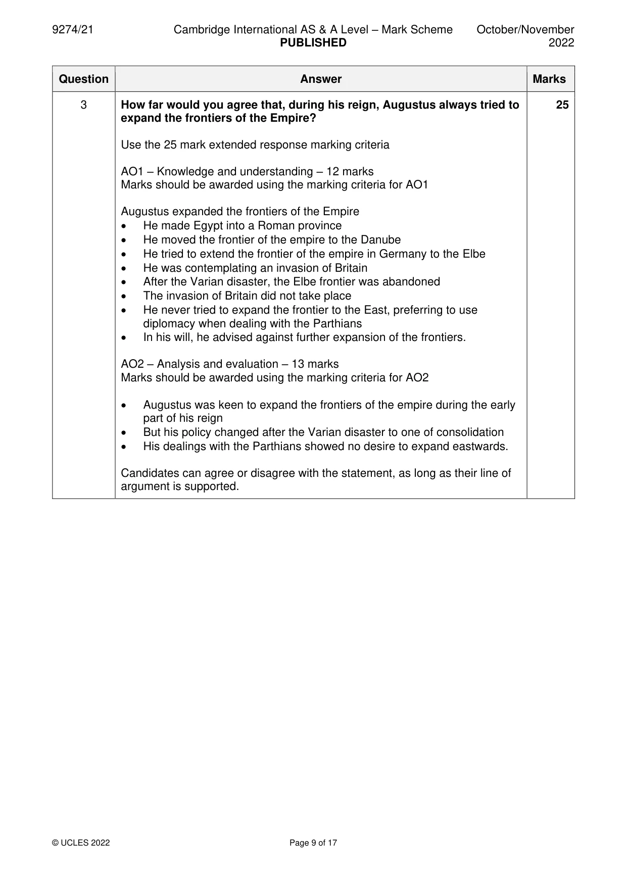 Mark scheme, page 9 of 17