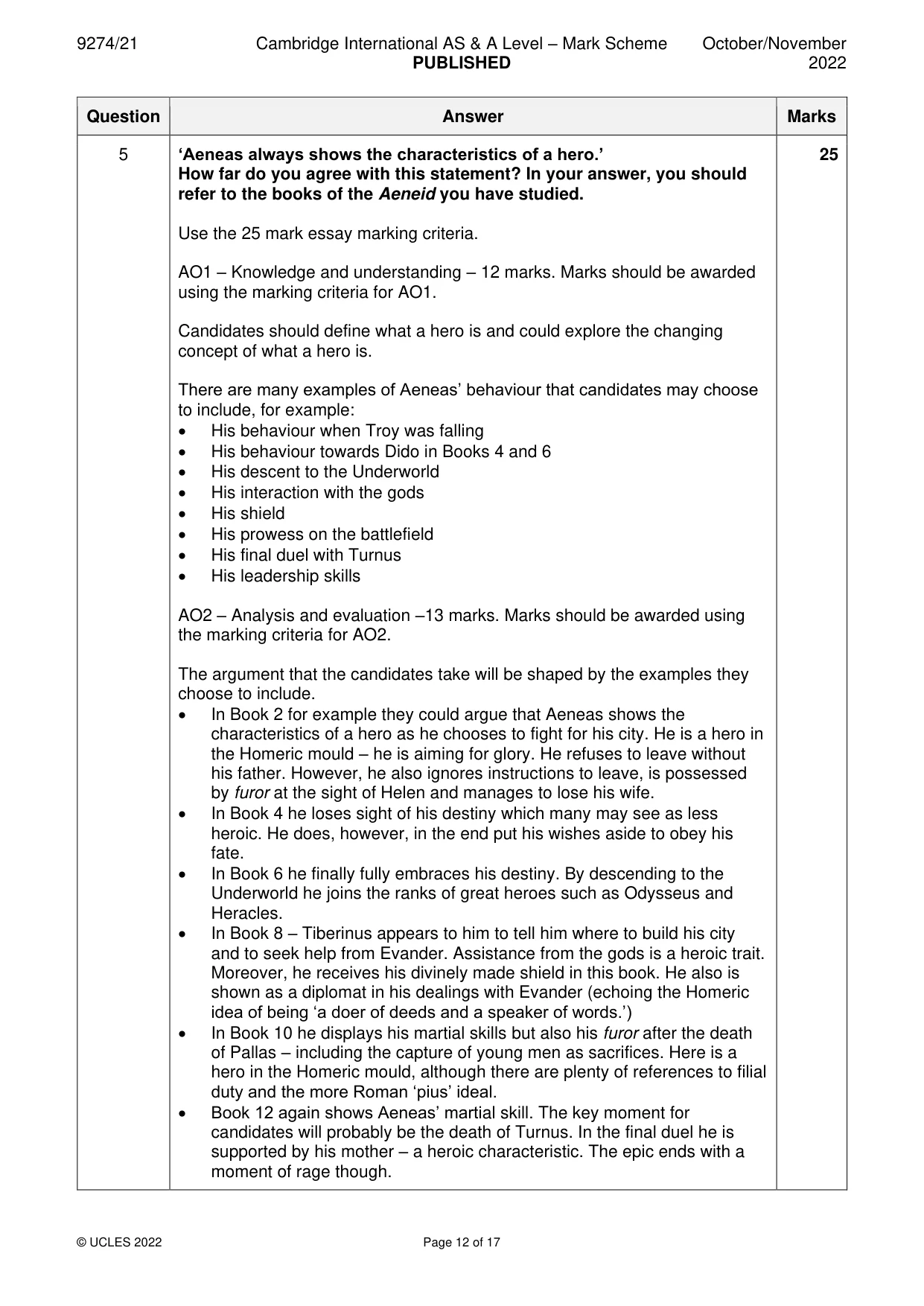 Mark scheme, page 12 of 17