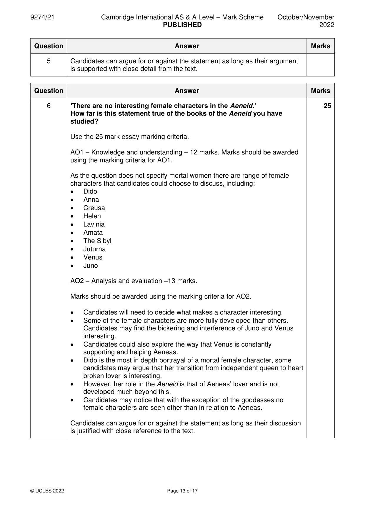 Mark scheme, page 13 of 17