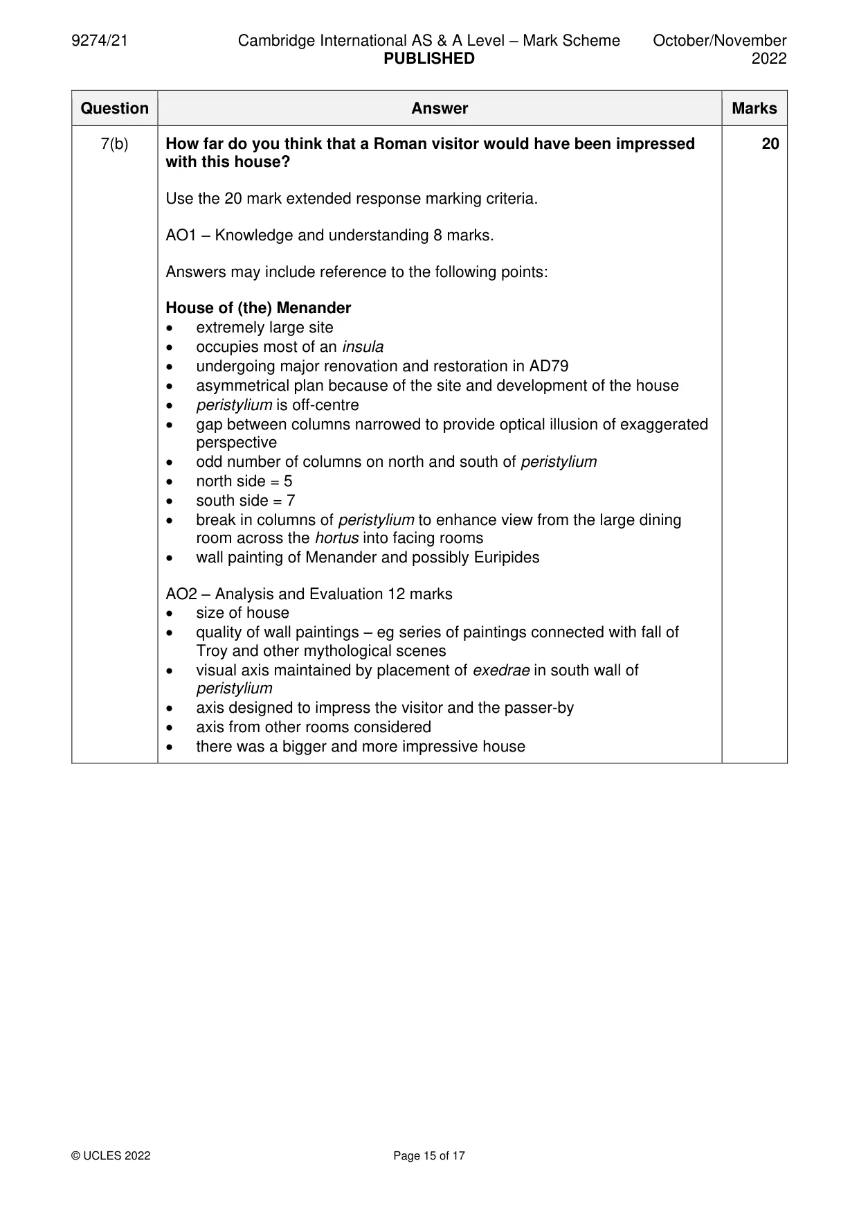 Mark scheme, page 15 of 17