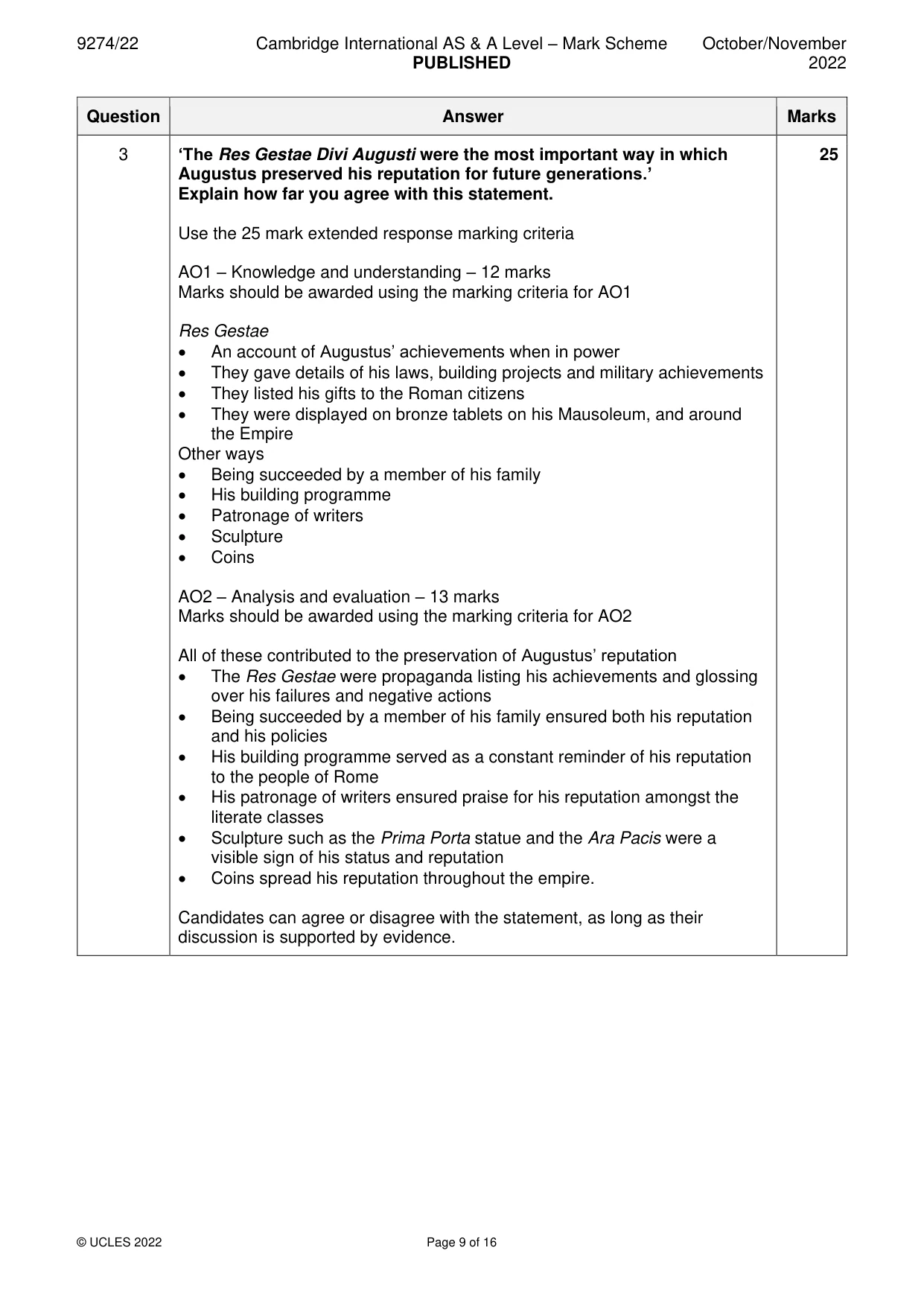 Mark scheme, page 9 of 16