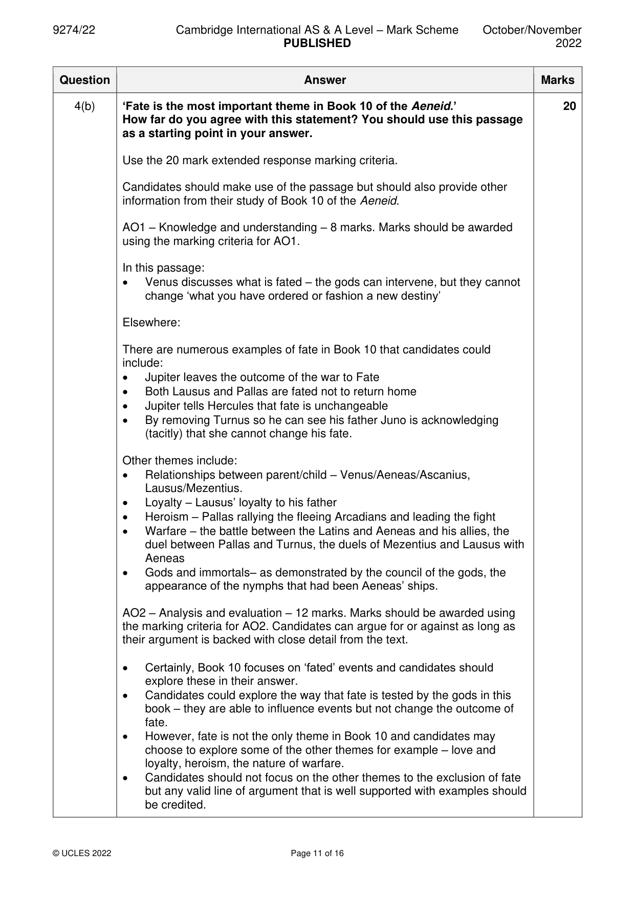 Mark scheme, page 11 of 16