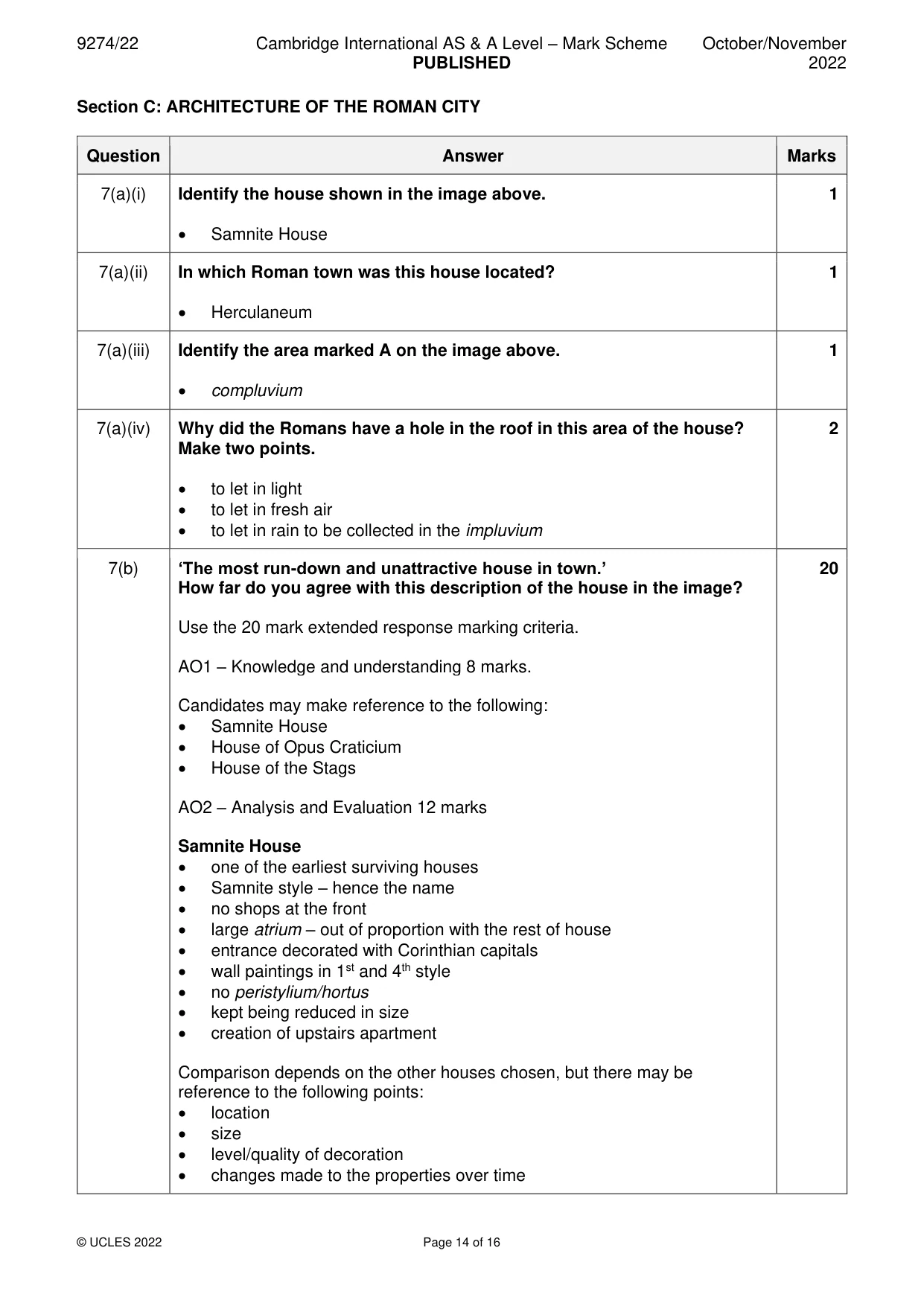 Mark scheme, page 14 of 16