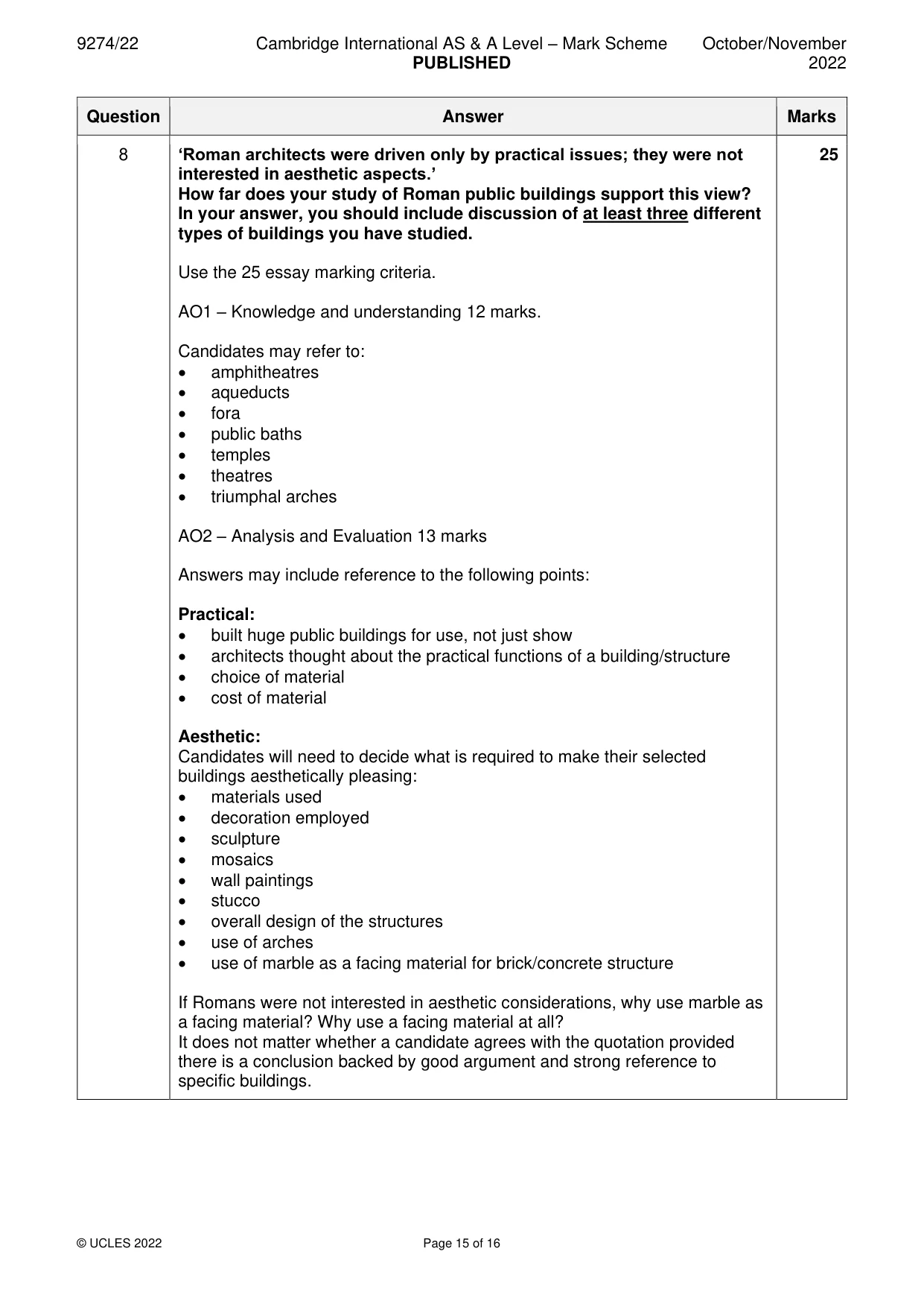 Mark scheme, page 15 of 16