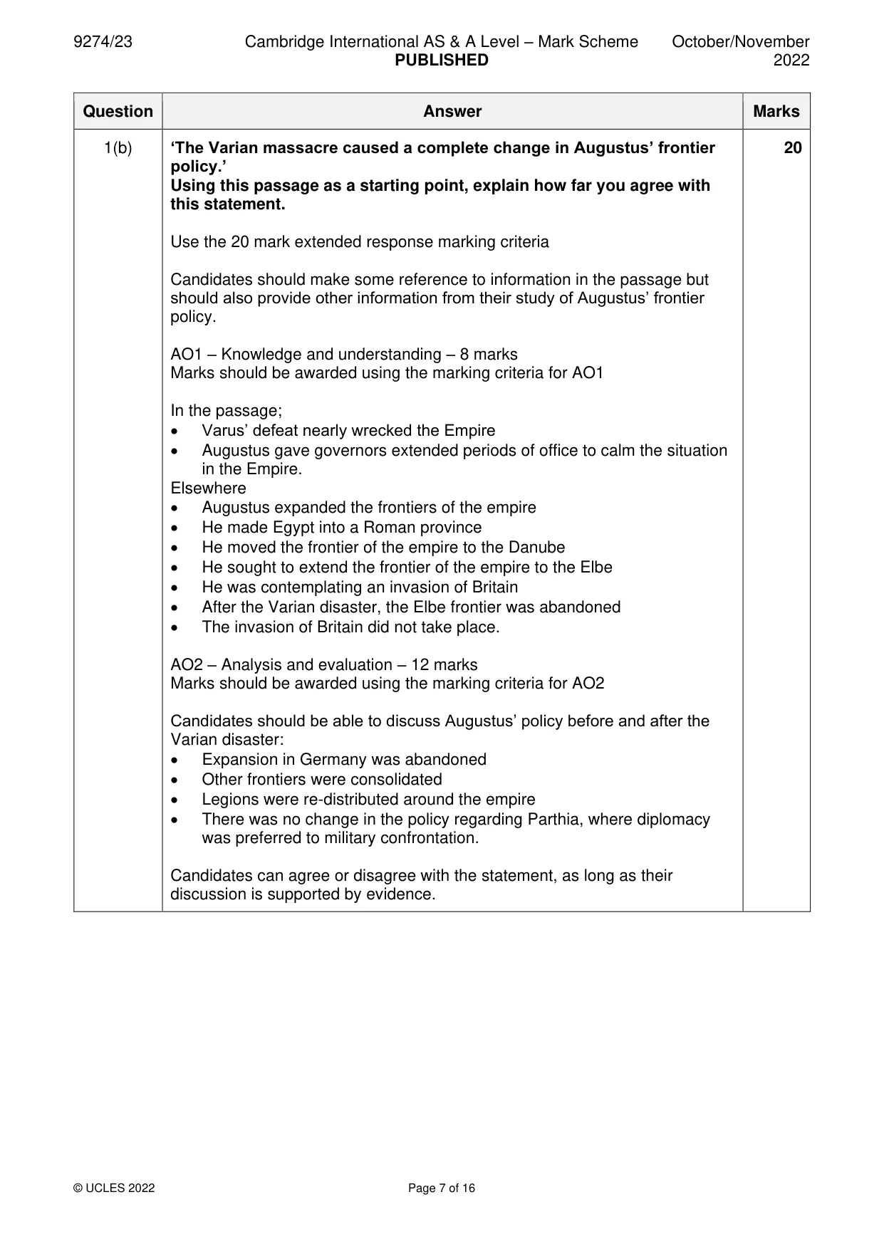 Mark scheme, page 7 of 16