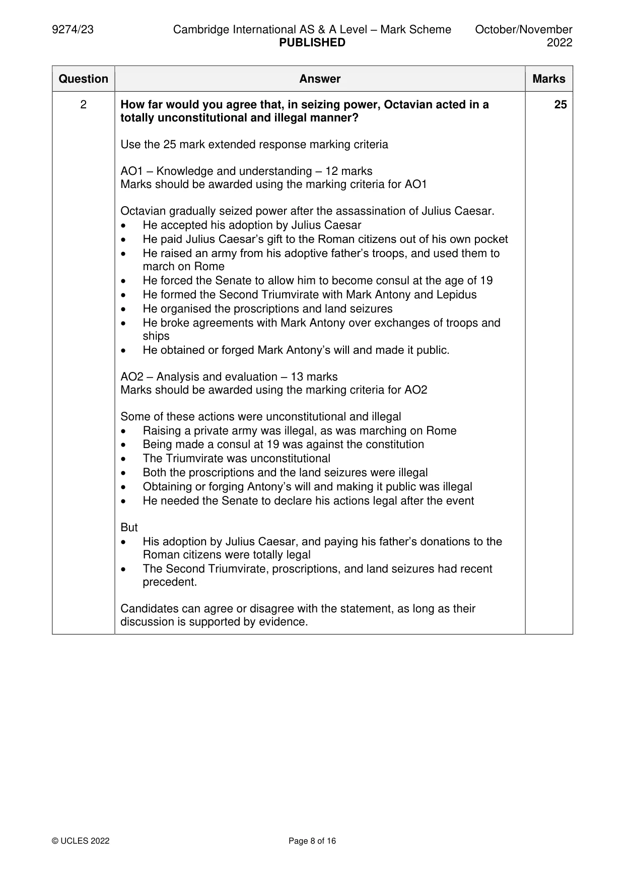 Mark scheme, page 8 of 16