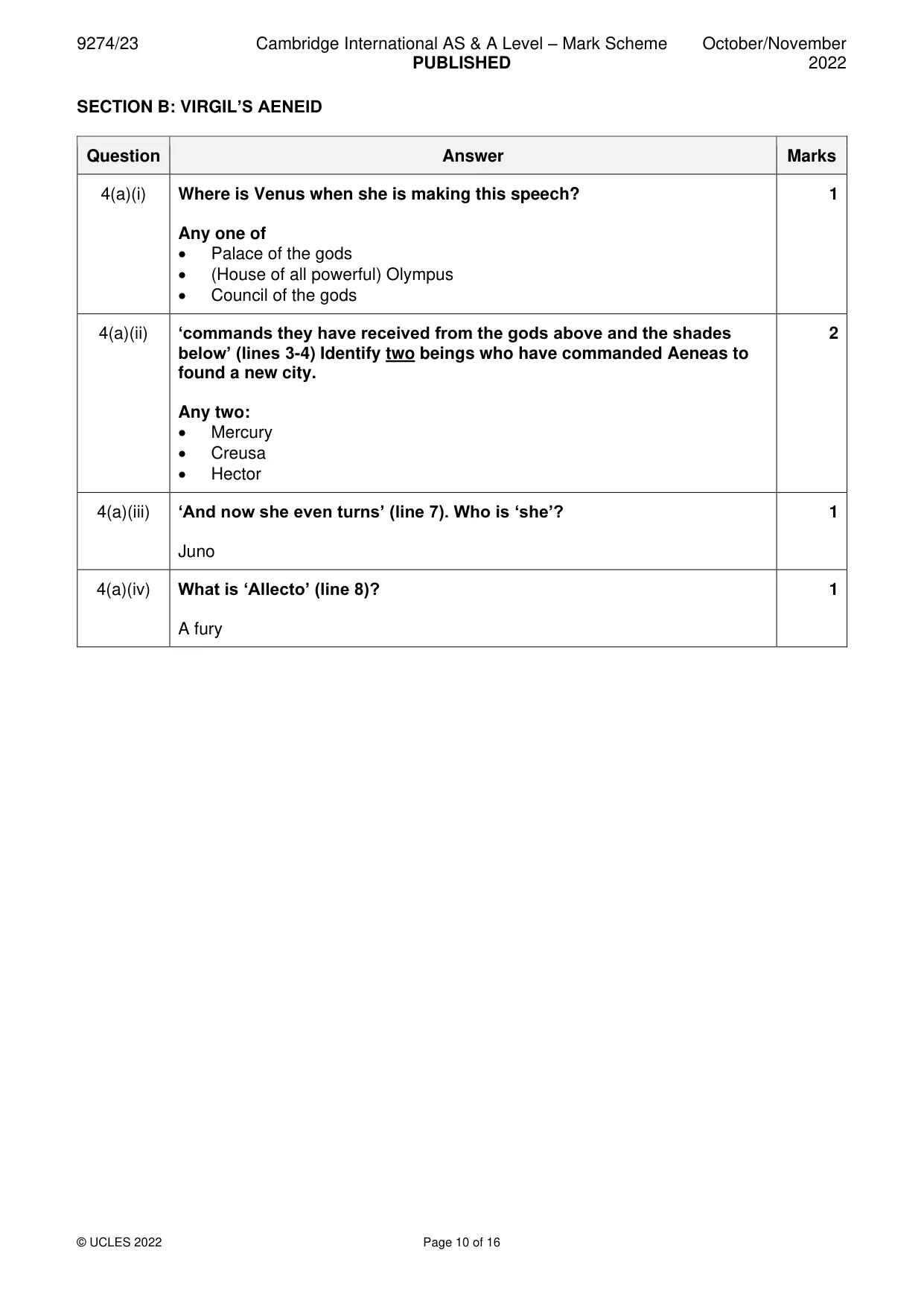 Mark scheme, page 10 of 16