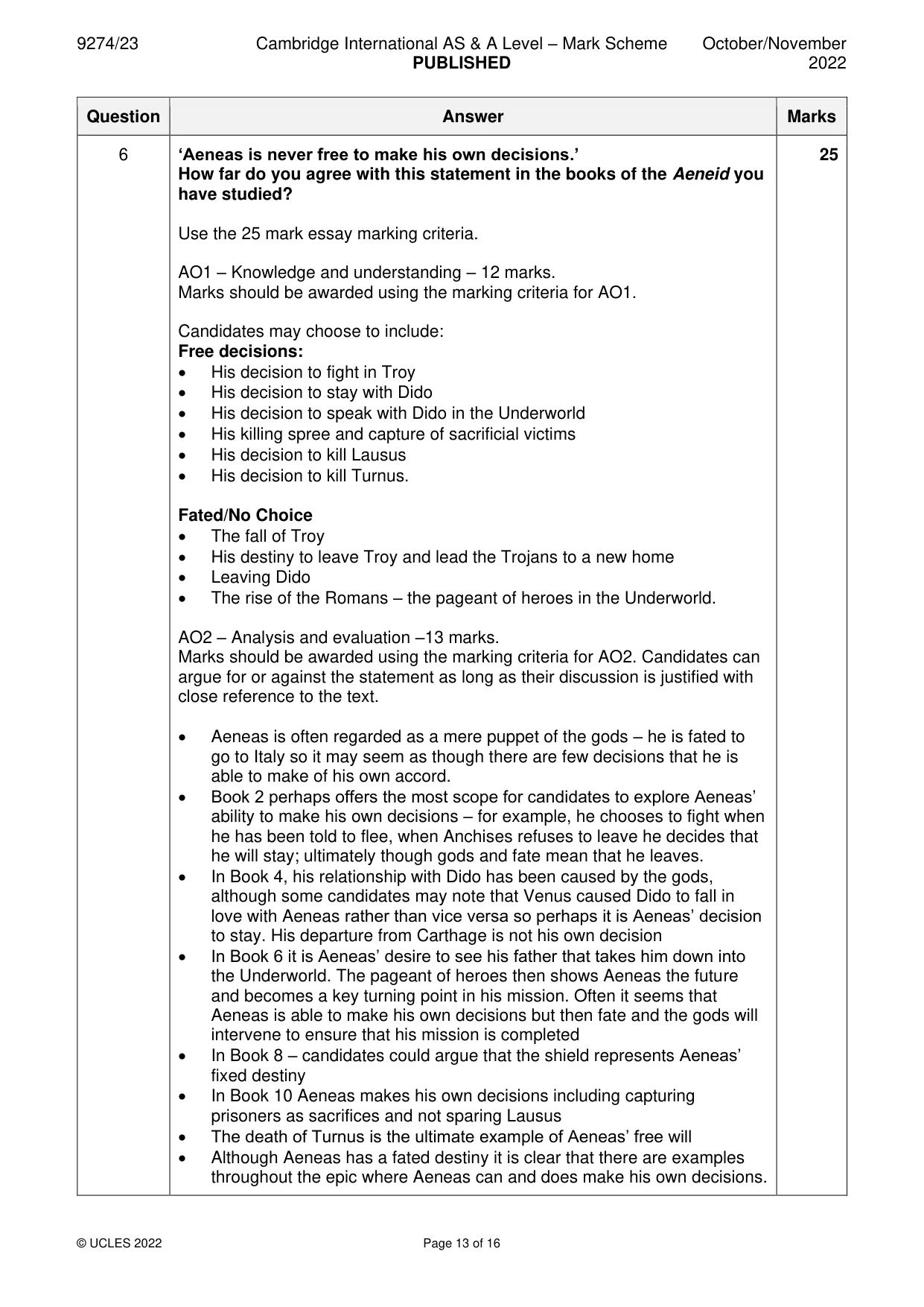 Mark scheme, page 13 of 16