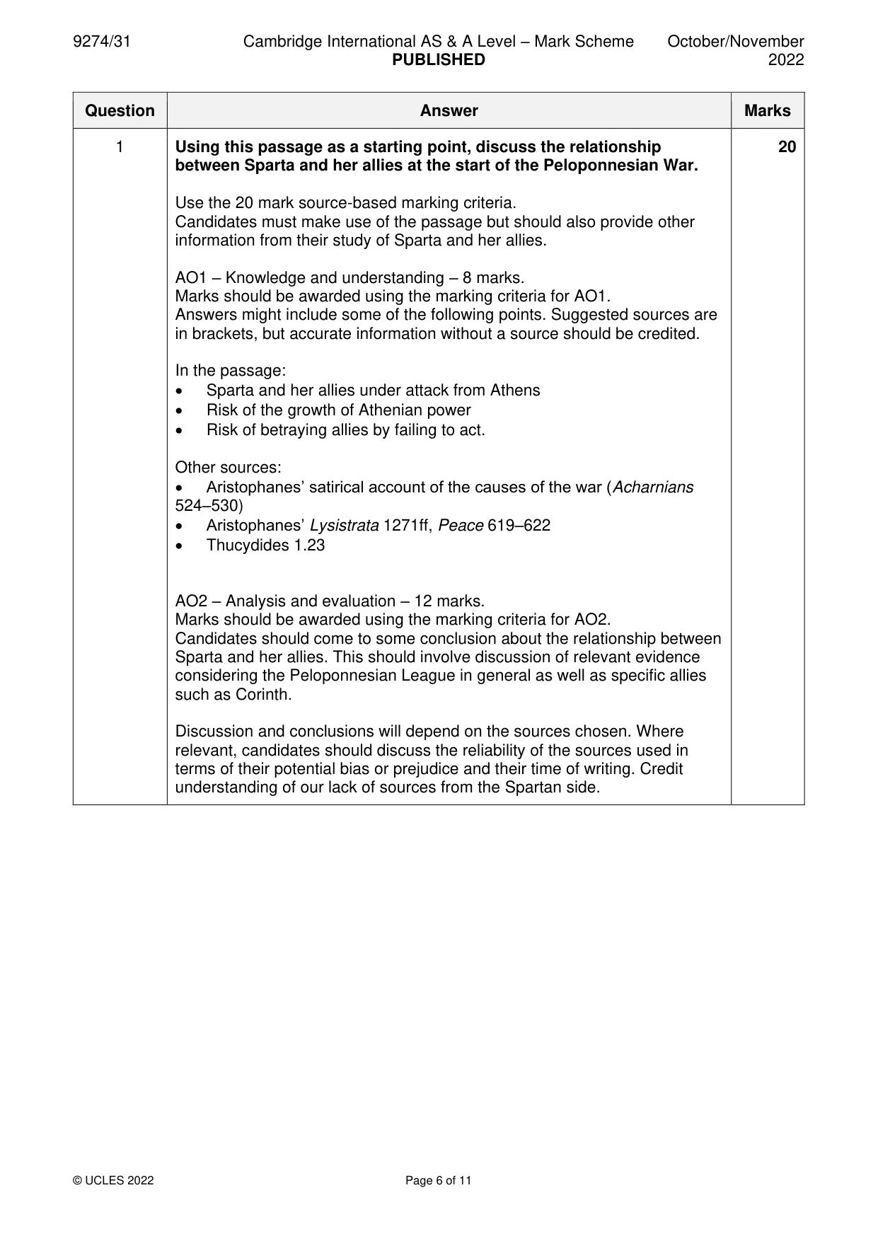 Mark scheme, page 6 of 11