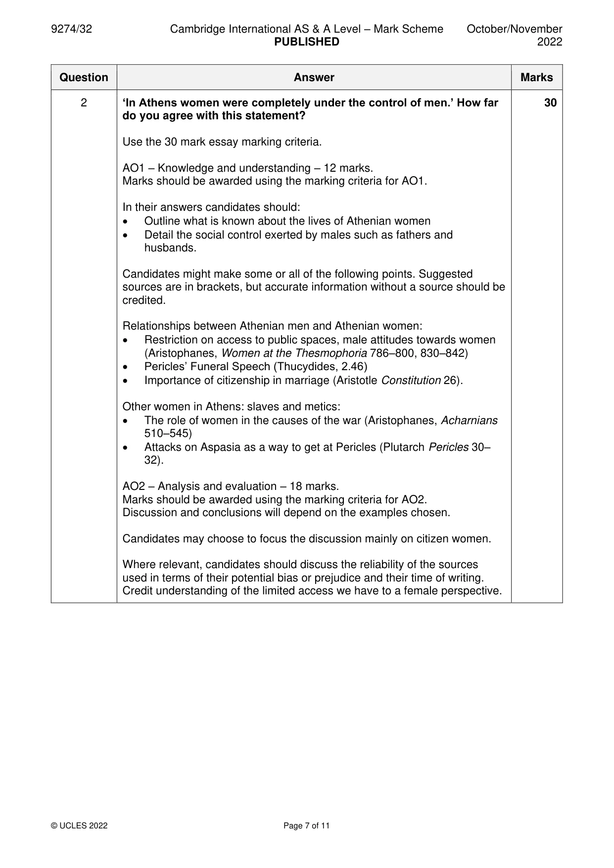 Mark scheme, page 7 of 11