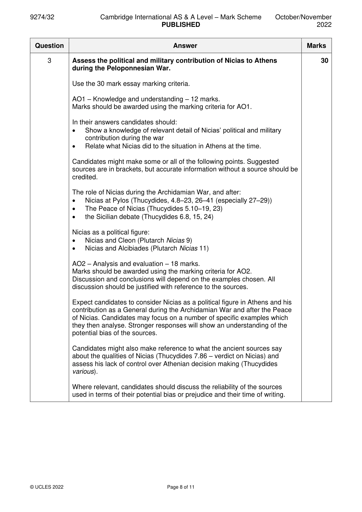 Mark scheme, page 8 of 11