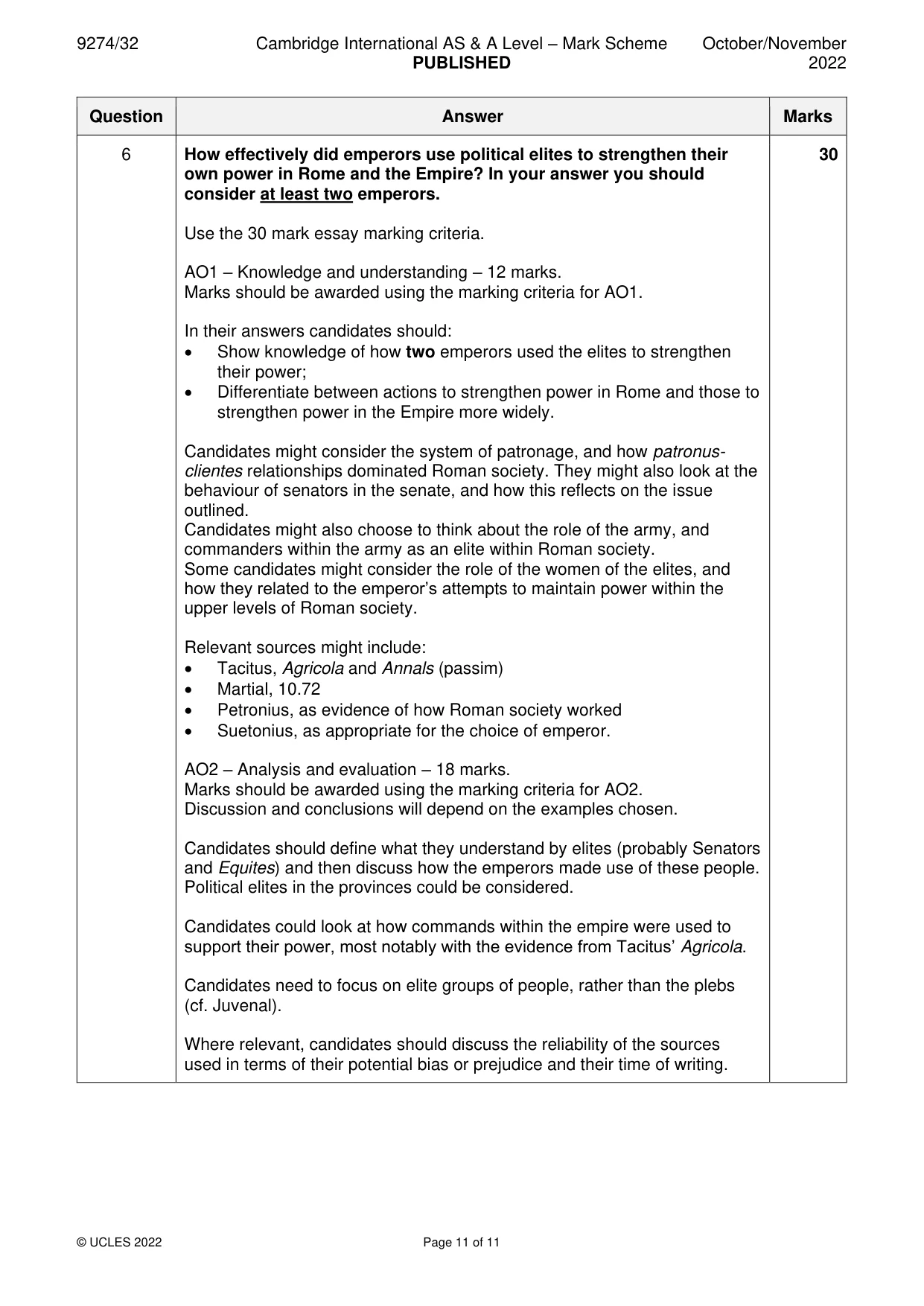 Mark scheme, page 11 of 11