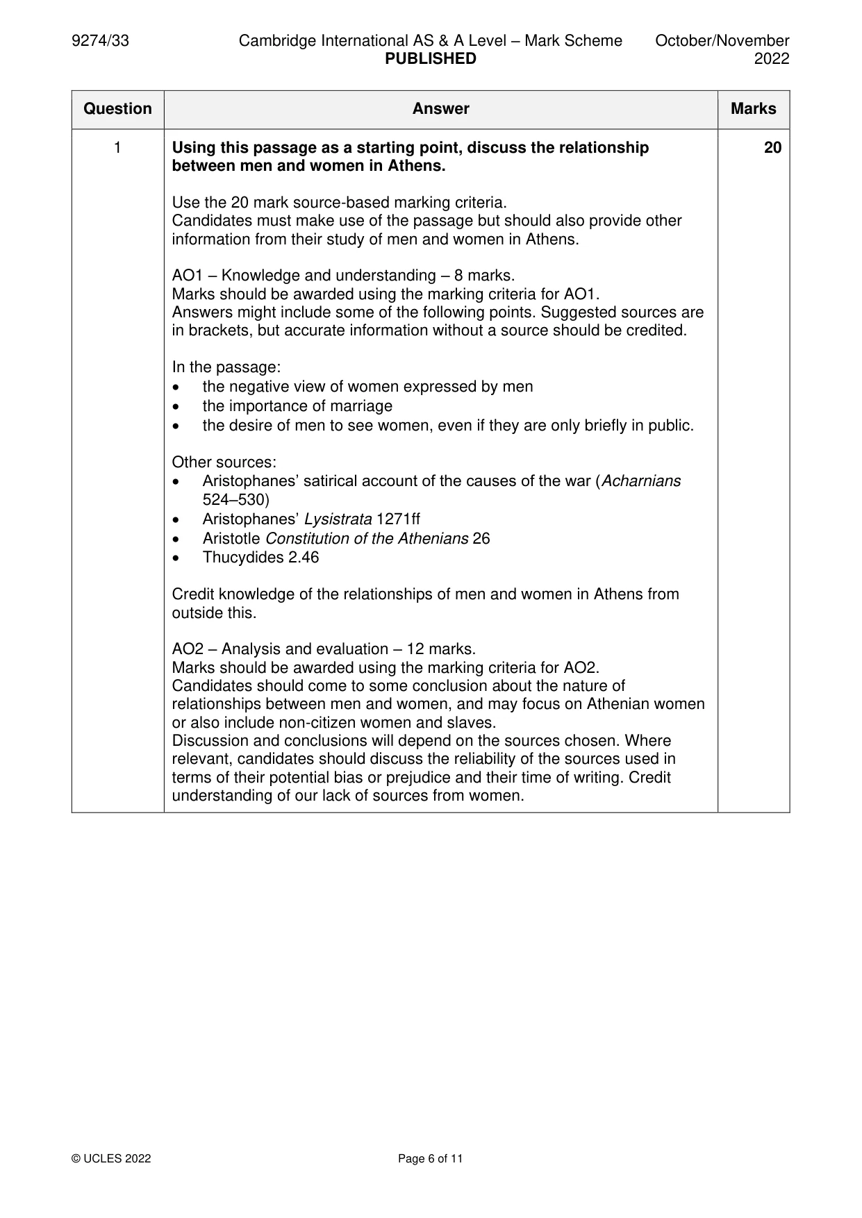 Mark scheme, page 6 of 11