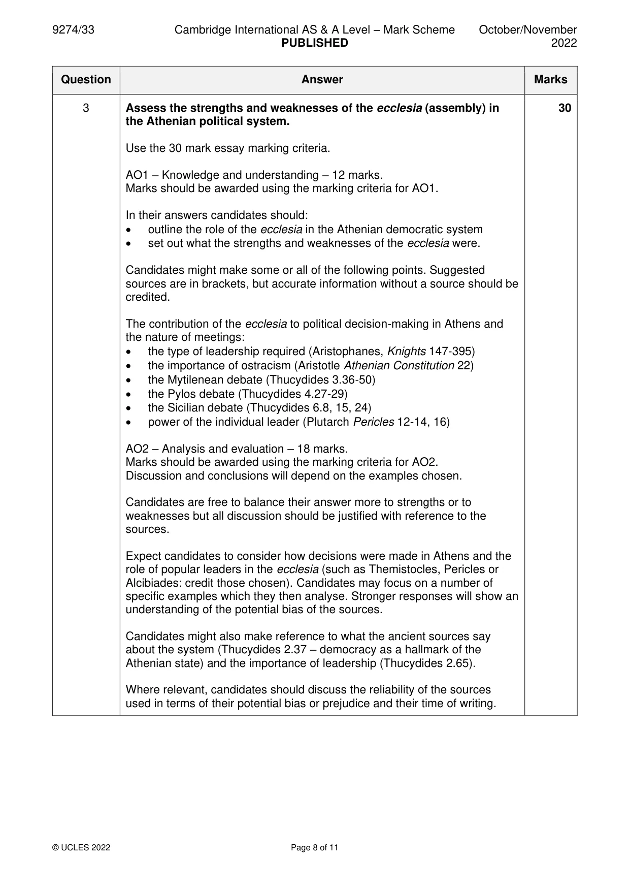 Mark scheme, page 8 of 11