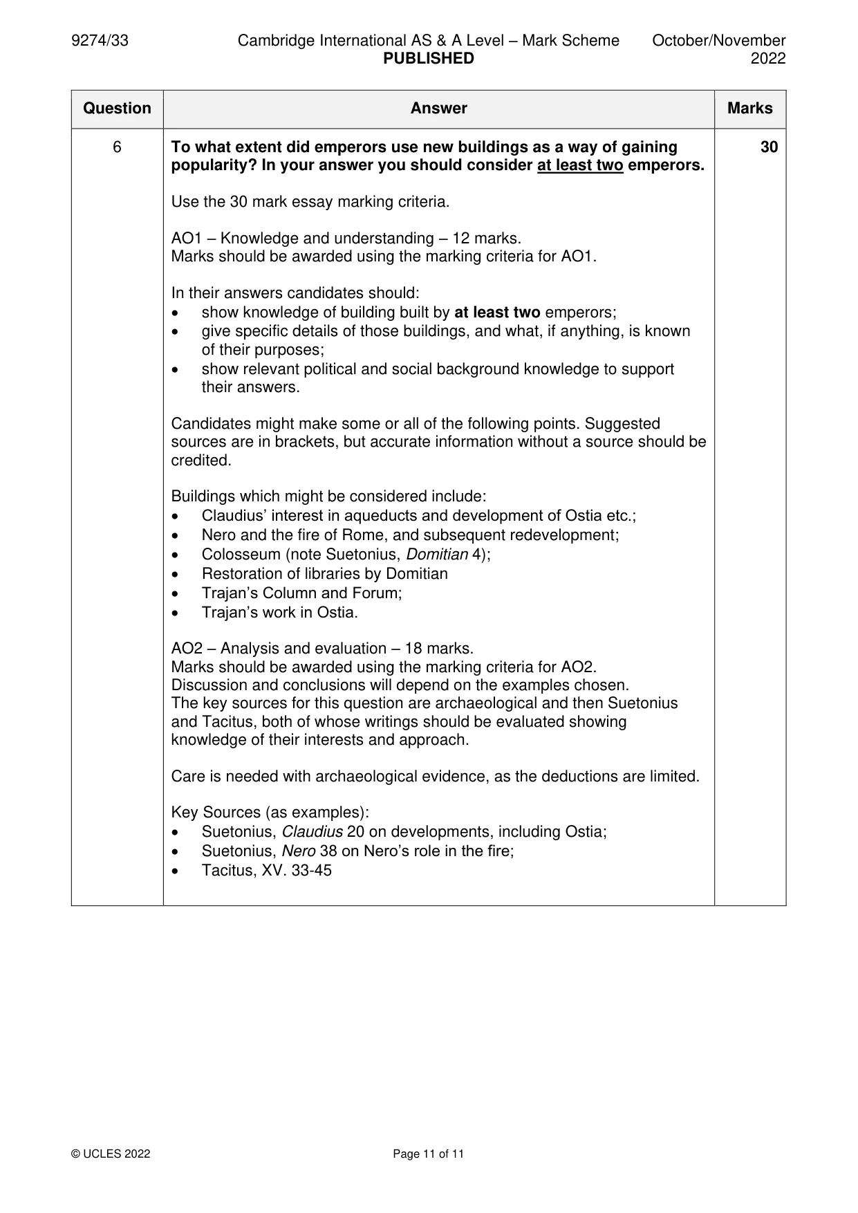 Mark scheme, page 11 of 11