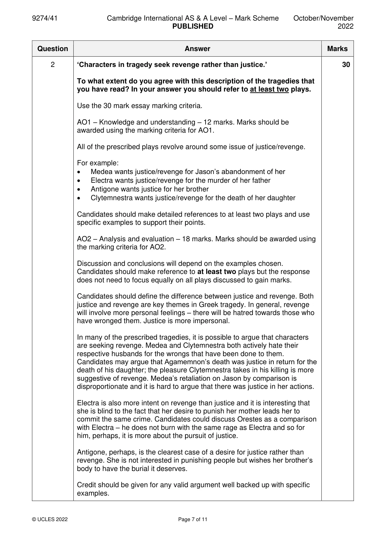 Mark scheme, page 7 of 11