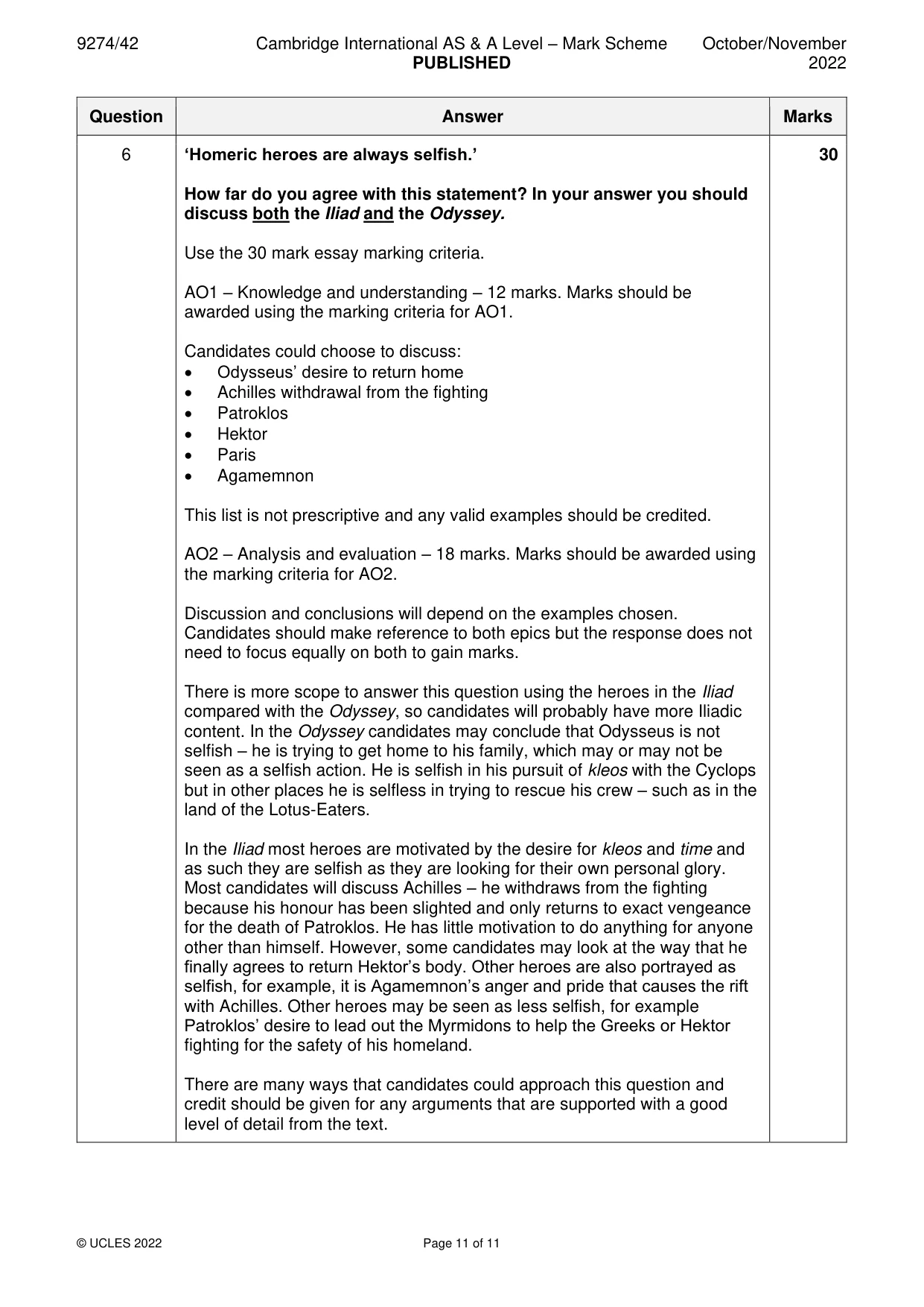Mark scheme, page 11 of 11