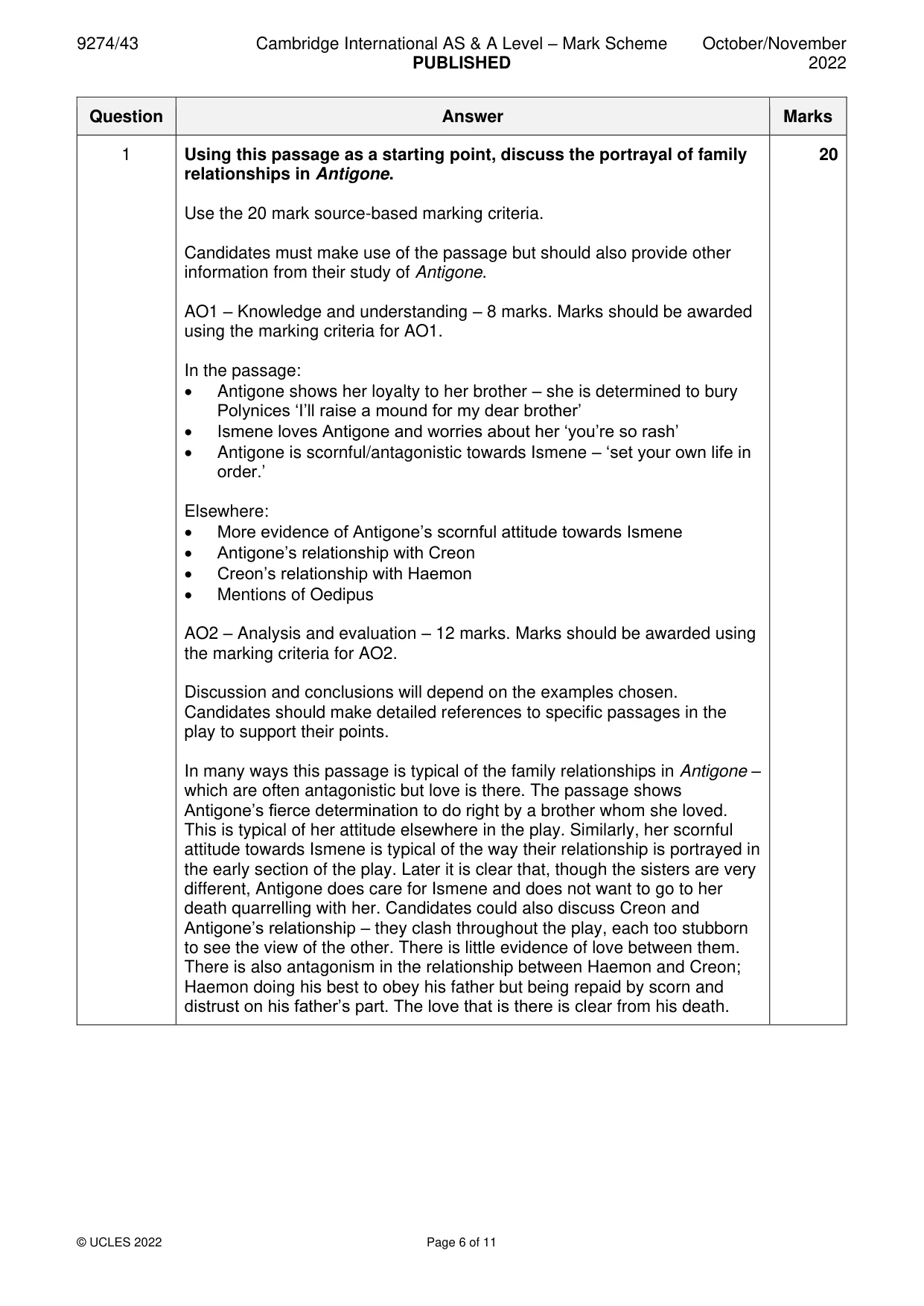 Mark scheme, page 6 of 11