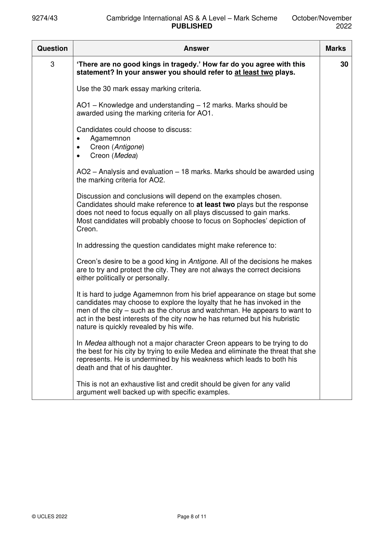 Mark scheme, page 8 of 11