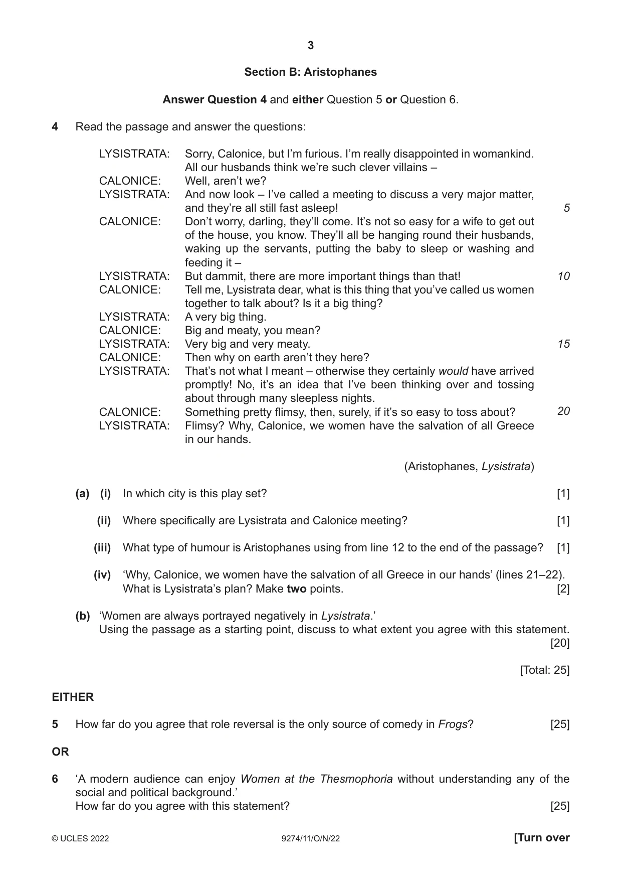 Cambridge A Level Classical Studies 9274 2022 Oct/Nov Paper 1 · Variant 1 question paper, page 3 of 8