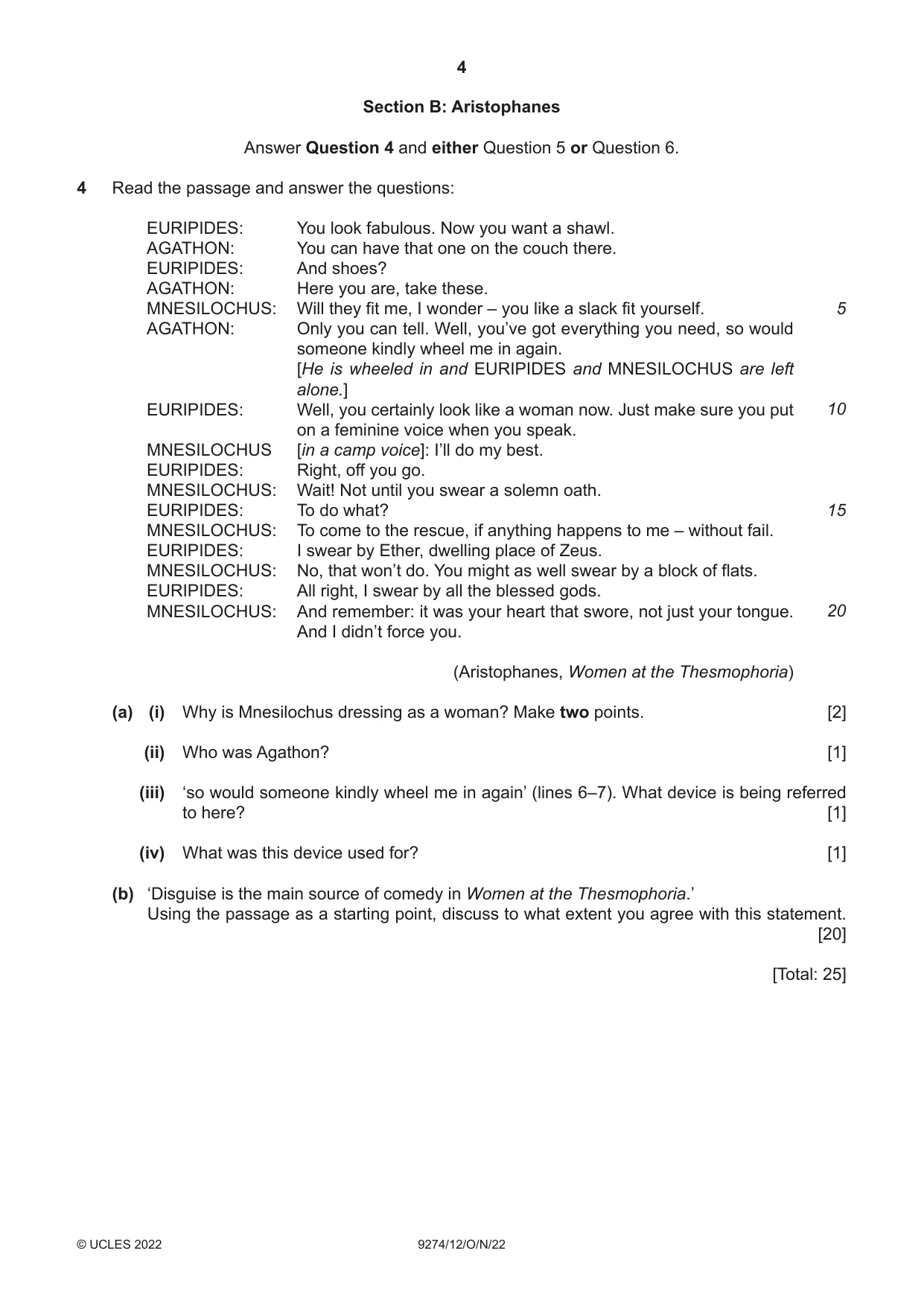 Cambridge A Level Classical Studies 9274 2022 Oct/Nov Paper 1 · Variant 2 question paper, page 4 of 8