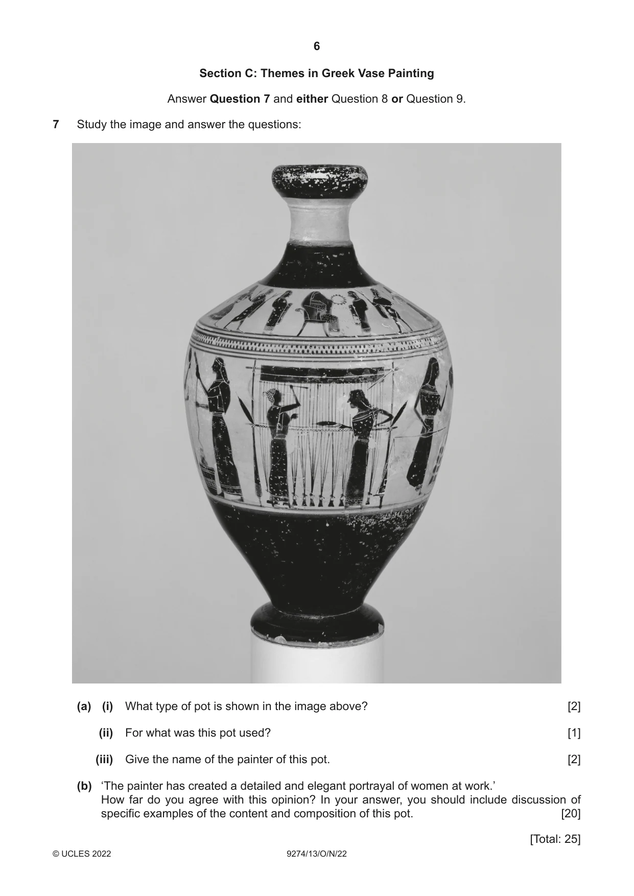 Cambridge A Level Classical Studies 9274 2022 Oct/Nov Paper 1 · Variant 3 question paper, page 6 of 8