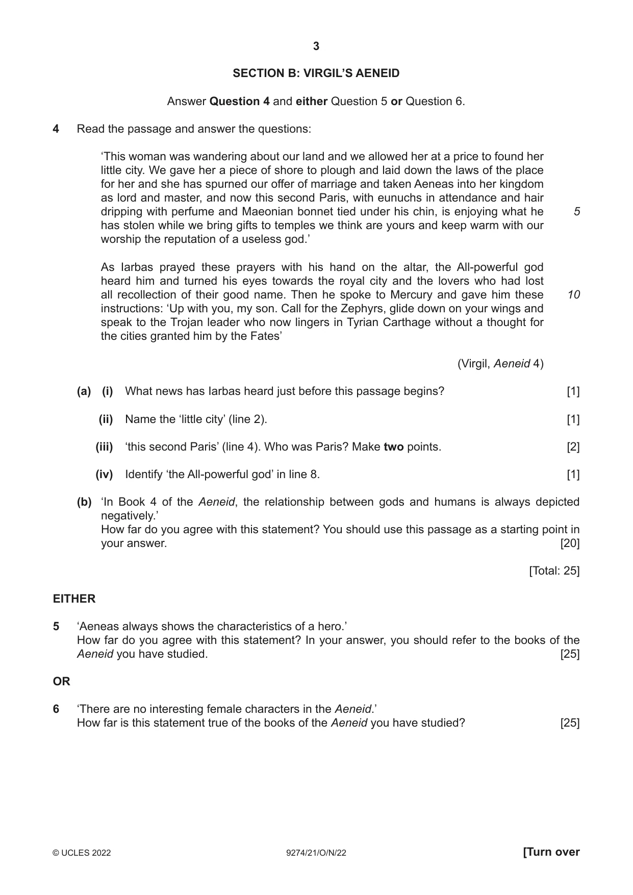 Cambridge A Level Classical Studies 9274 2022 Oct/Nov Paper 2 · Variant 1 question paper, page 3 of 8