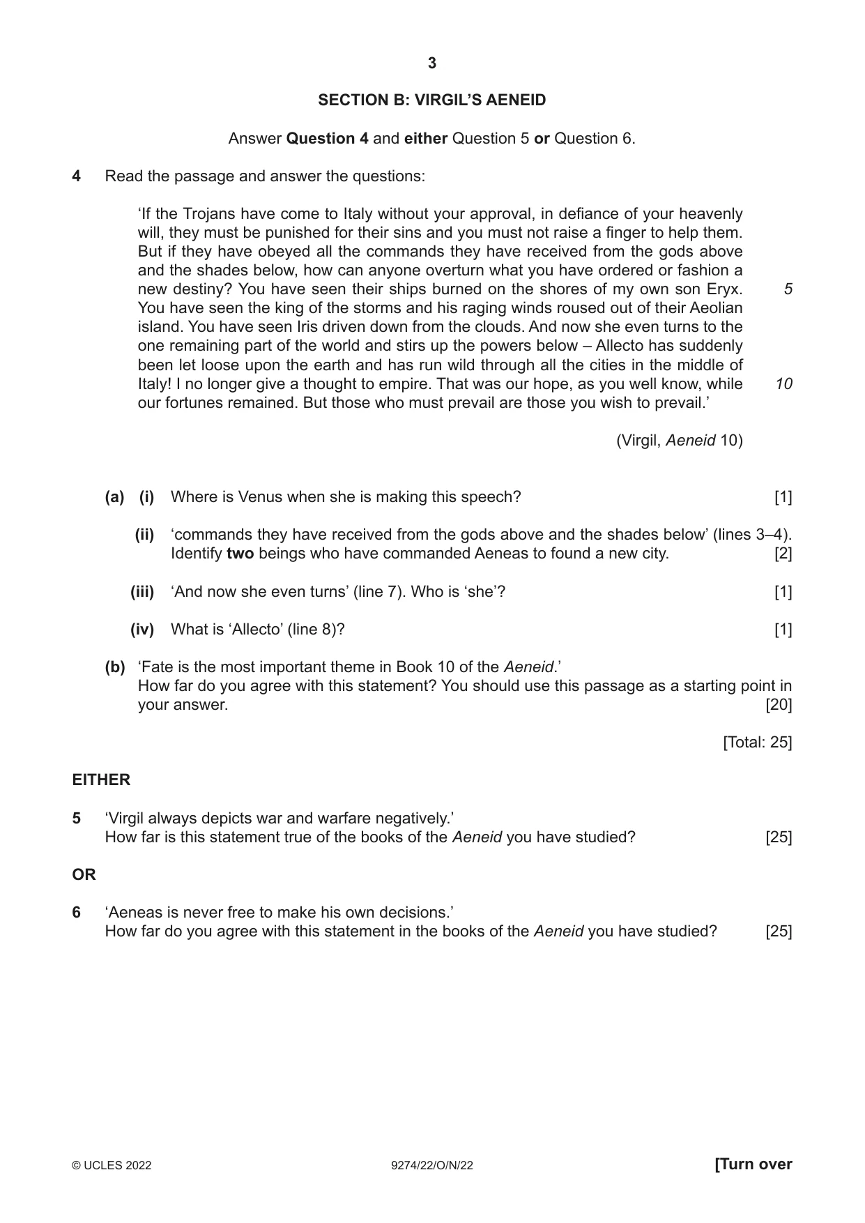 Cambridge A Level Classical Studies 9274 2022 Oct/Nov Paper 2 · Variant 2 question paper, page 3 of 8
