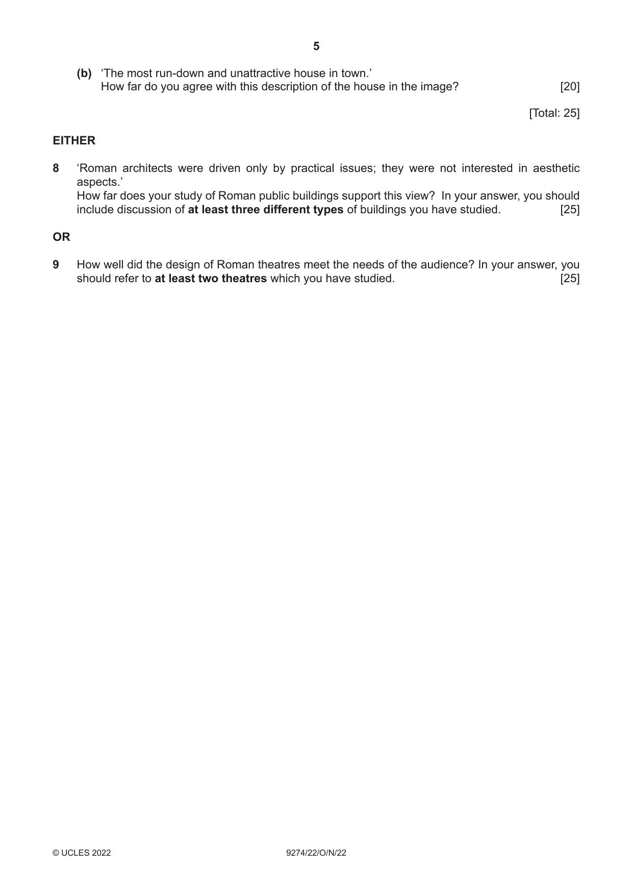 Cambridge A Level Classical Studies 9274 2022 Oct/Nov Paper 2 · Variant 2 question paper, page 5 of 8