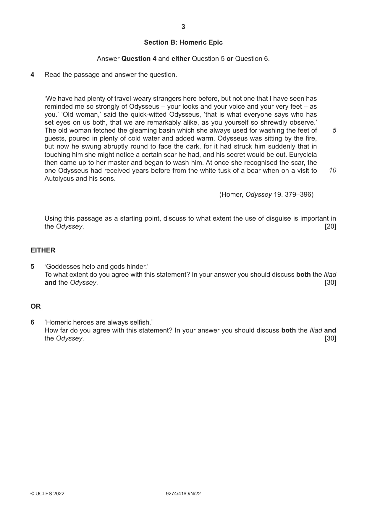 Cambridge A Level Classical Studies 9274 2022 Oct/Nov Paper 4 · Variant 1 question paper, page 3 of 4