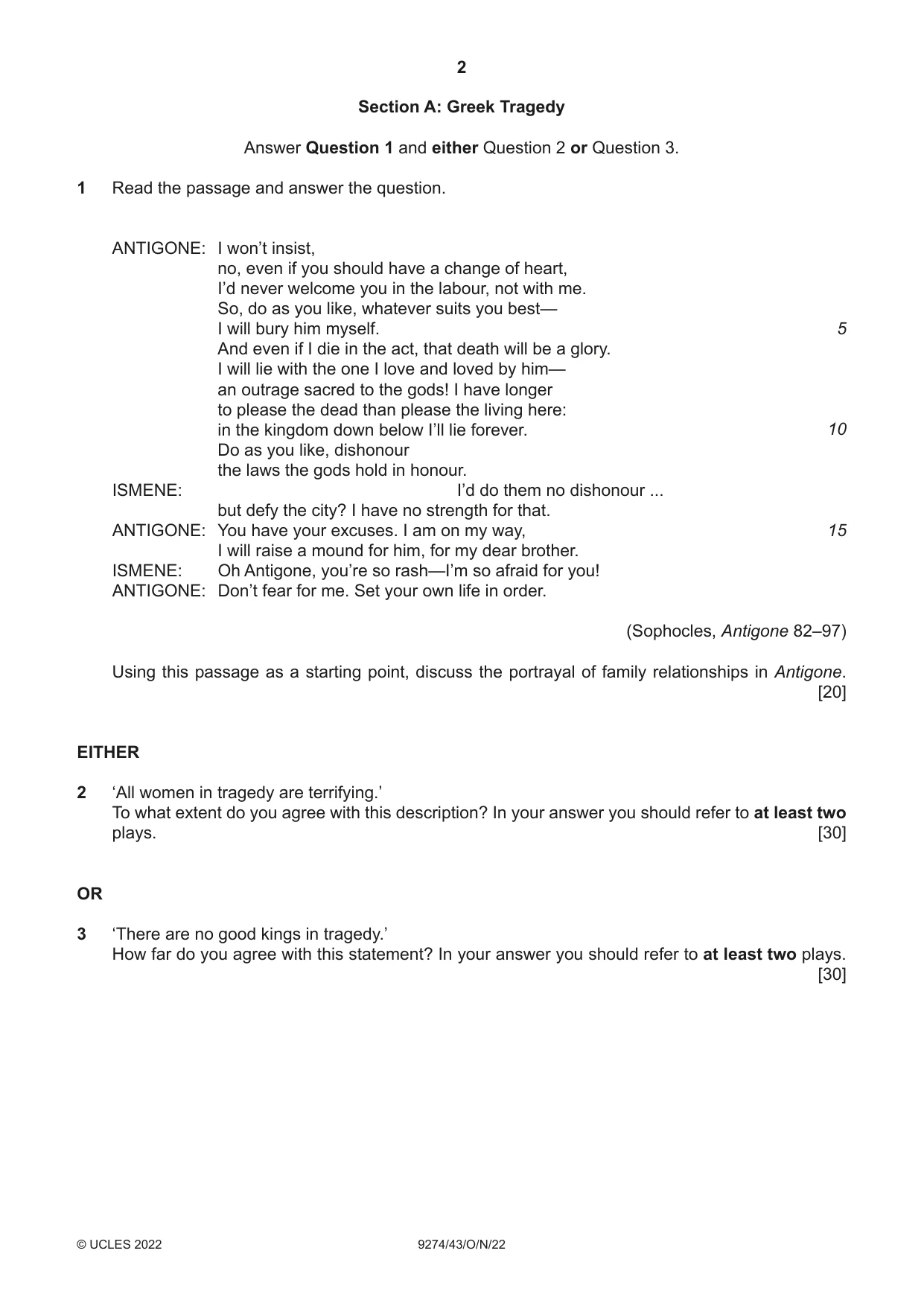 Cambridge A Level Classical Studies 9274 2022 Oct/Nov Paper 4 · Variant 3 question paper, page 2 of 4