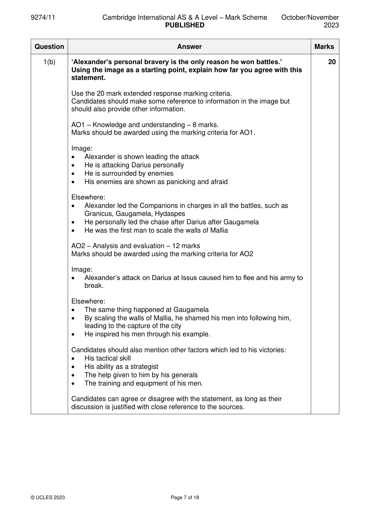 Mark scheme, page 7 of 18