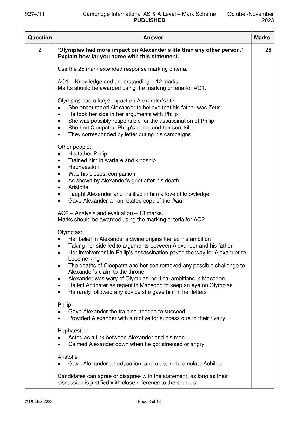 Mark scheme, page 8 of 18