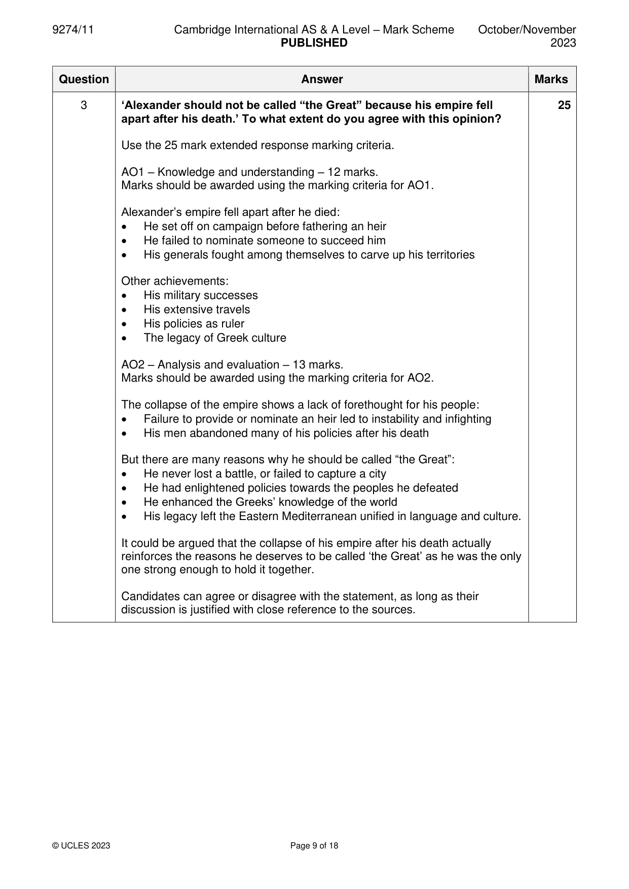 Mark scheme, page 9 of 18