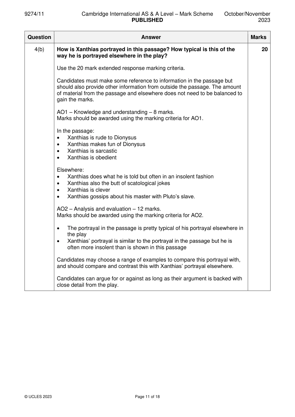 Mark scheme, page 11 of 18