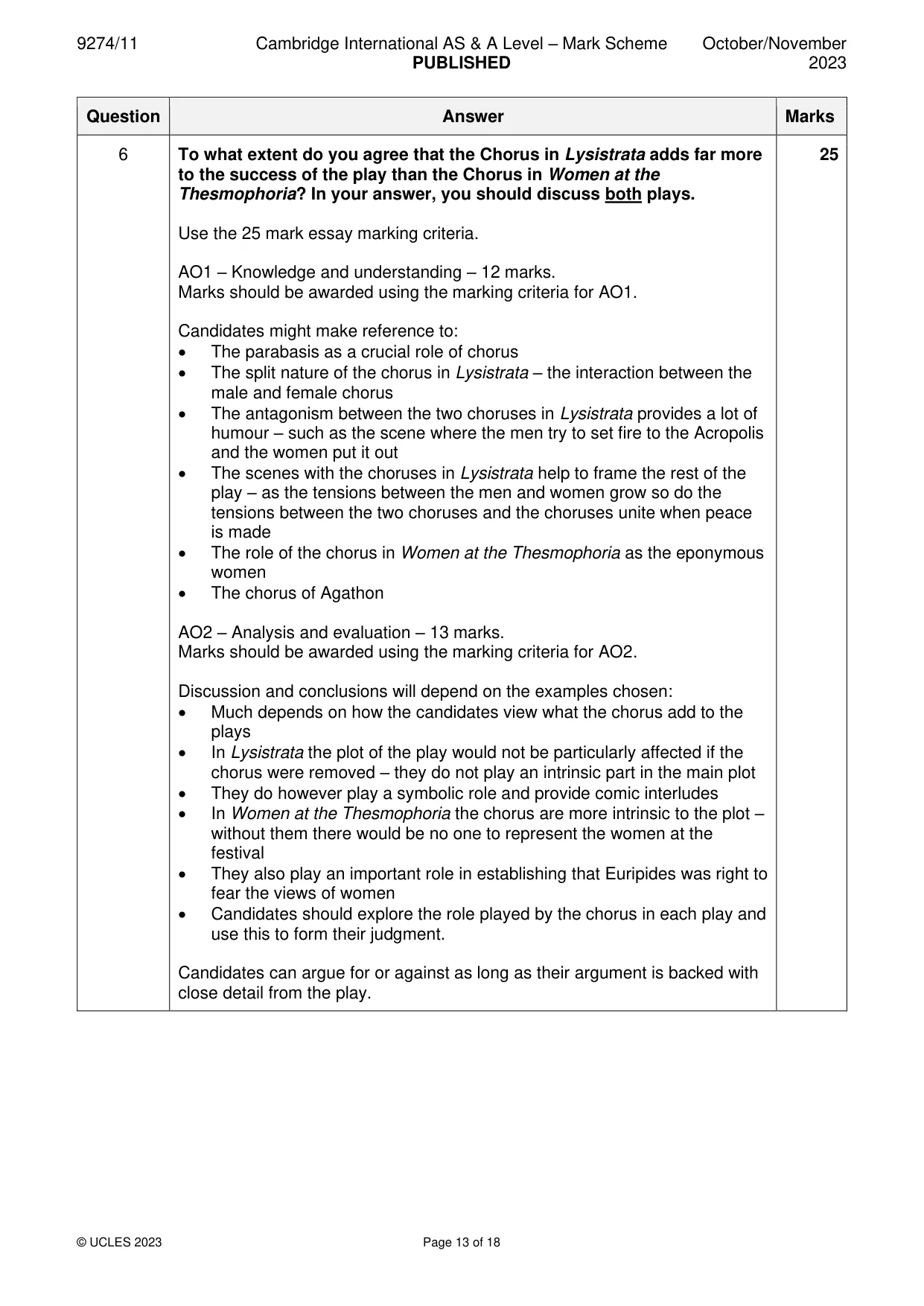 Mark scheme, page 13 of 18