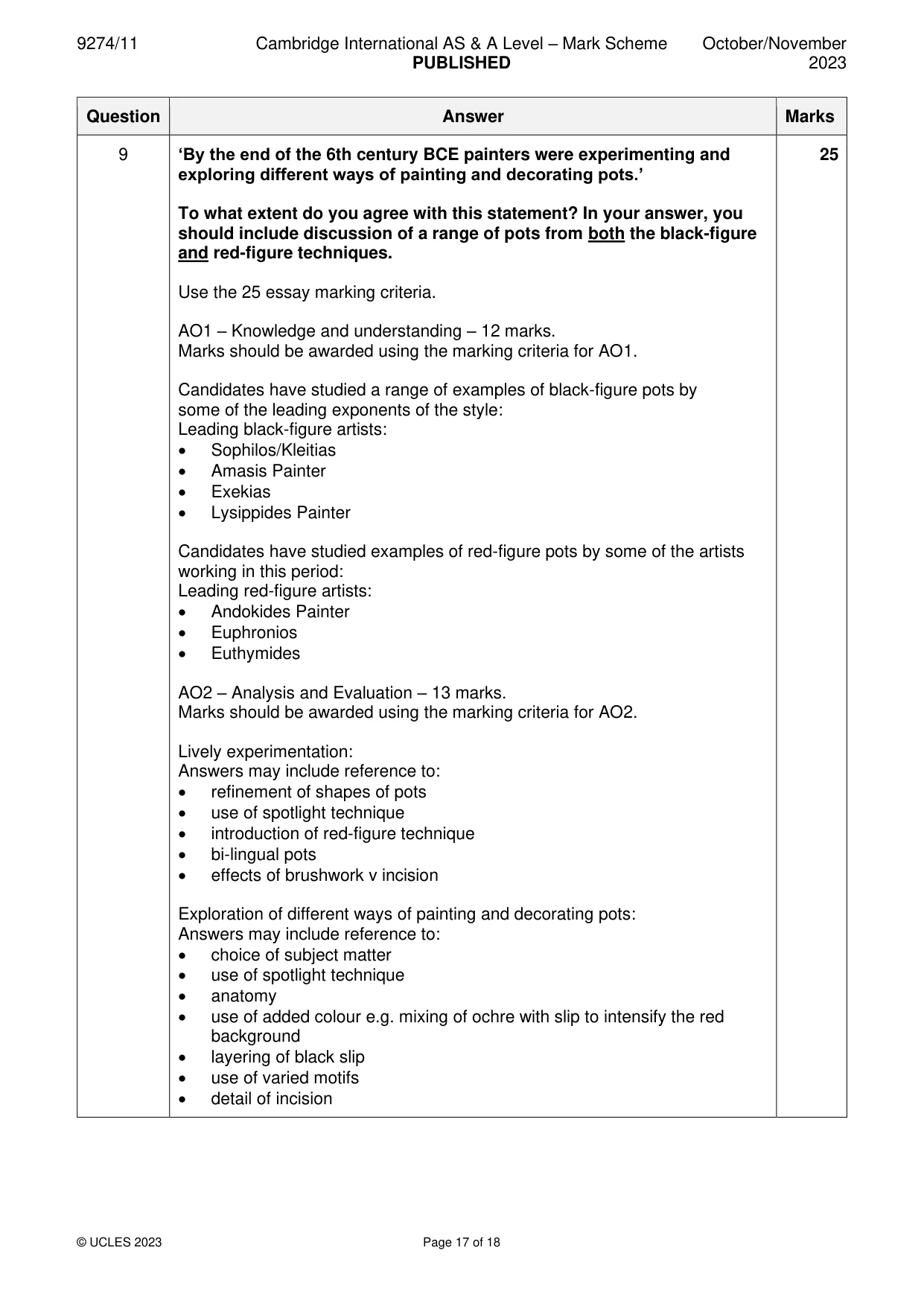 Mark scheme, page 17 of 18