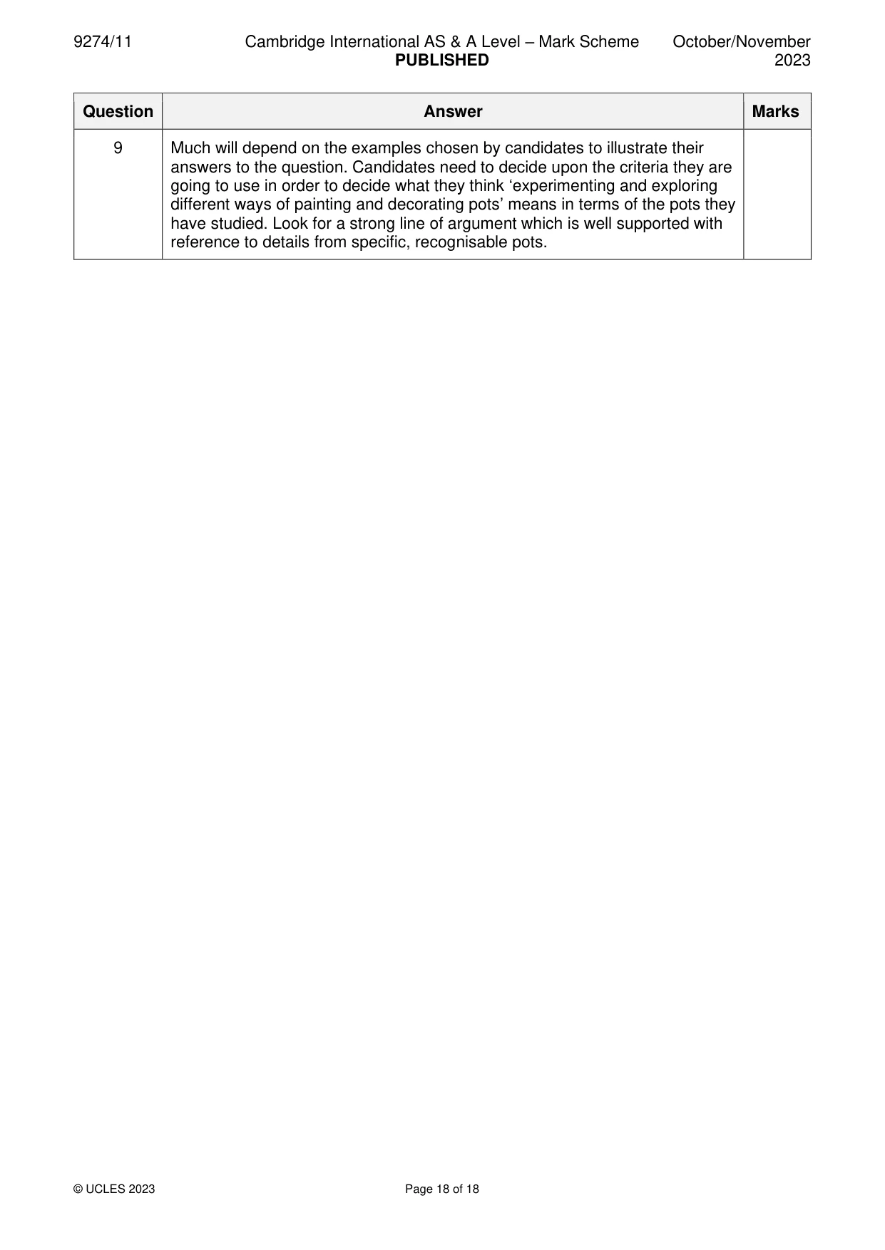 Mark scheme, page 18 of 18