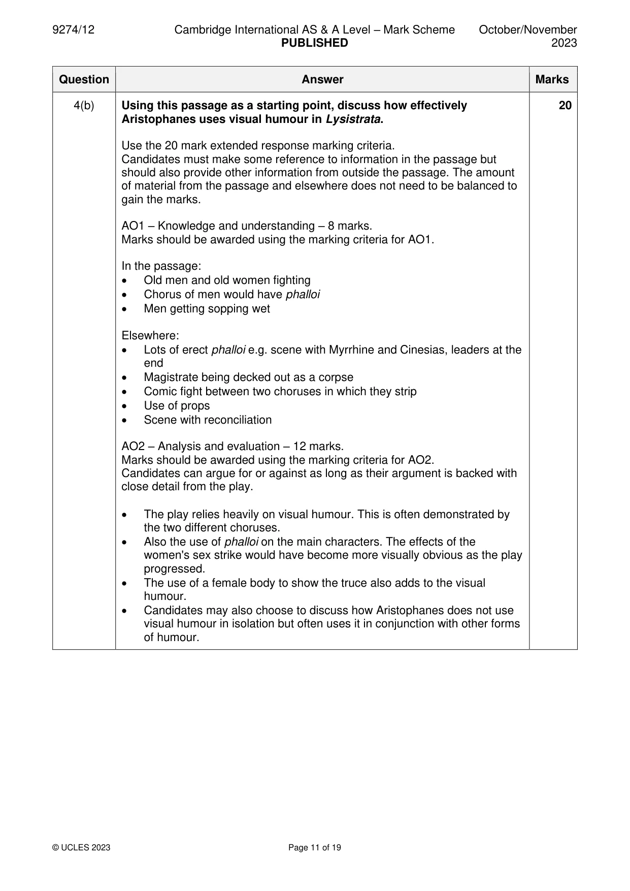 Mark scheme, page 11 of 19